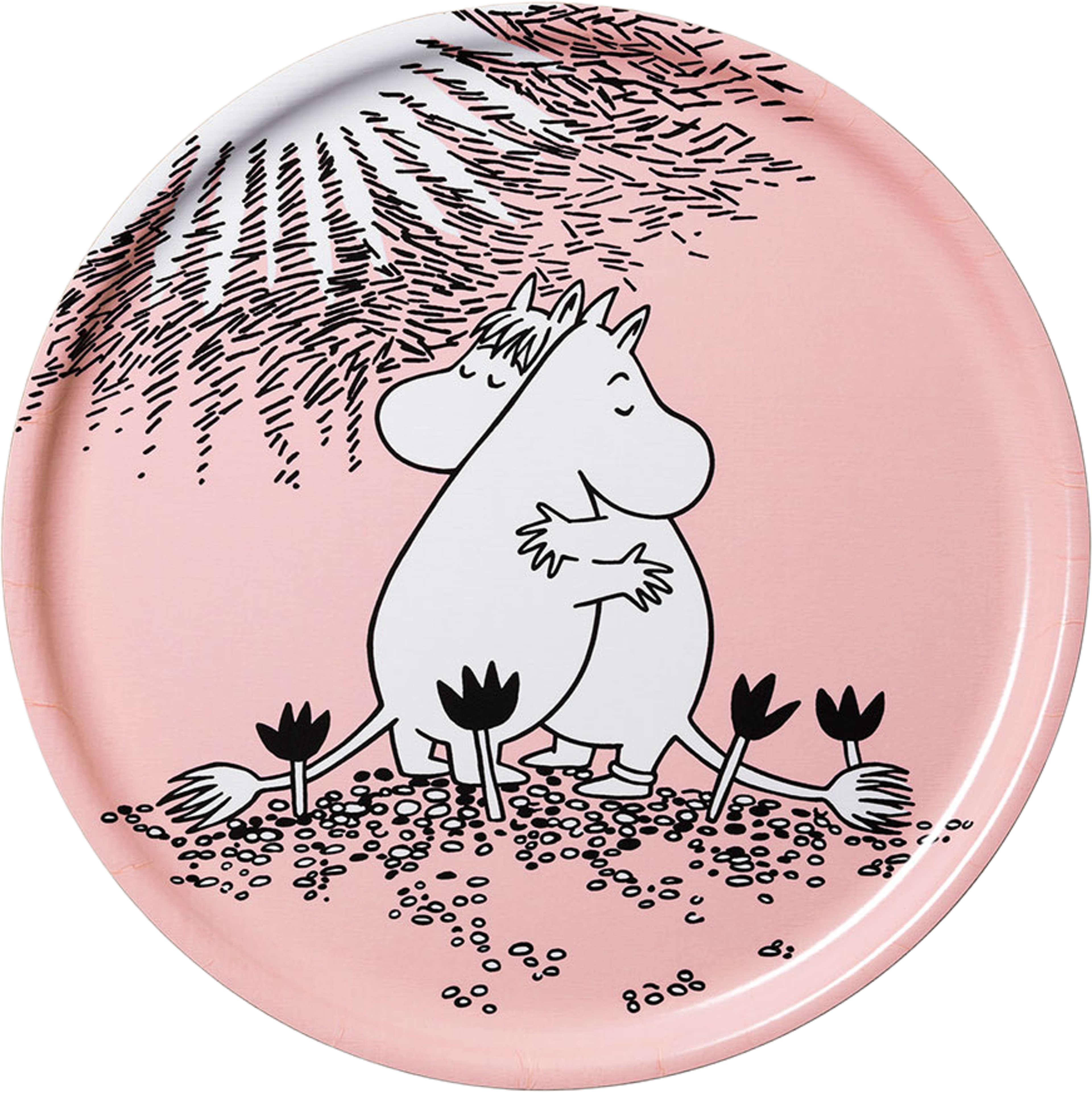 Mumin bricka 35cm Kärlek, från Arabia, i färgen Rosa. Klicka för att öppna bilden i stort format