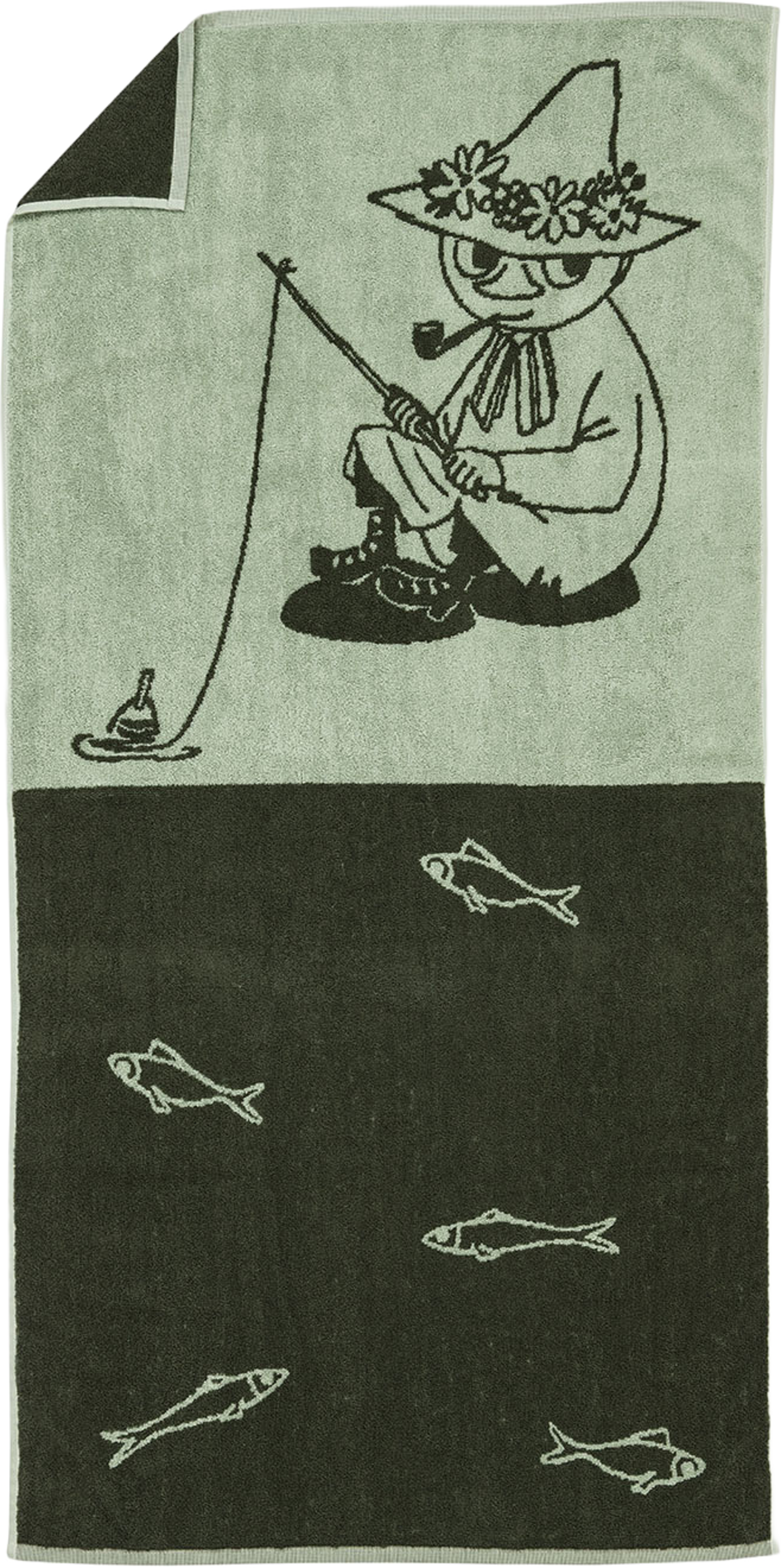 Mumin badhand.70x140 Snusmumriken grön GOTS, från Arabia, i färgen Grön. Klicka för att öppna bilden i stort format