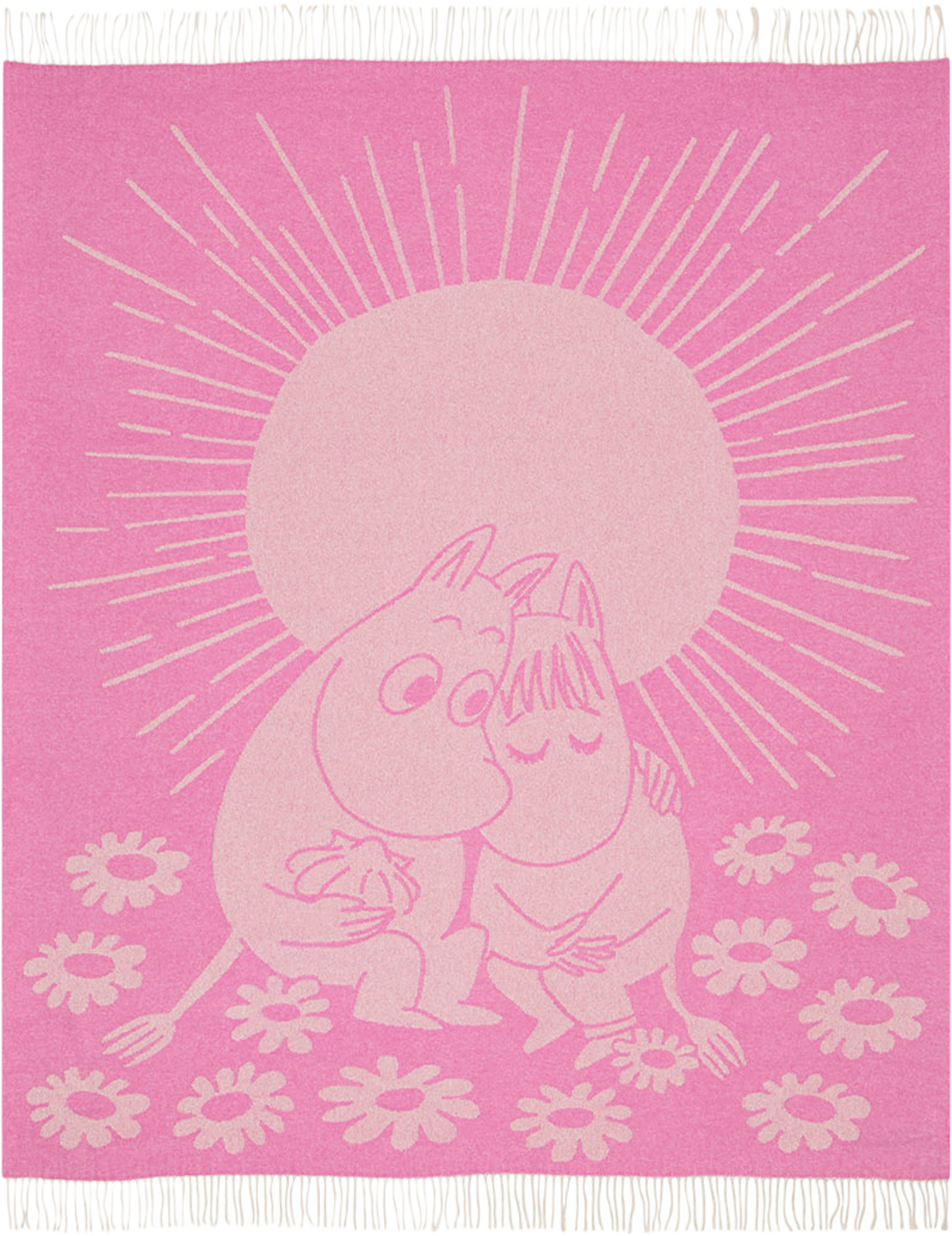 Mumin pläd 130x180 Förälskade, från Arabia, i färgen Rosa. Klicka för att öppna bilden i stort format