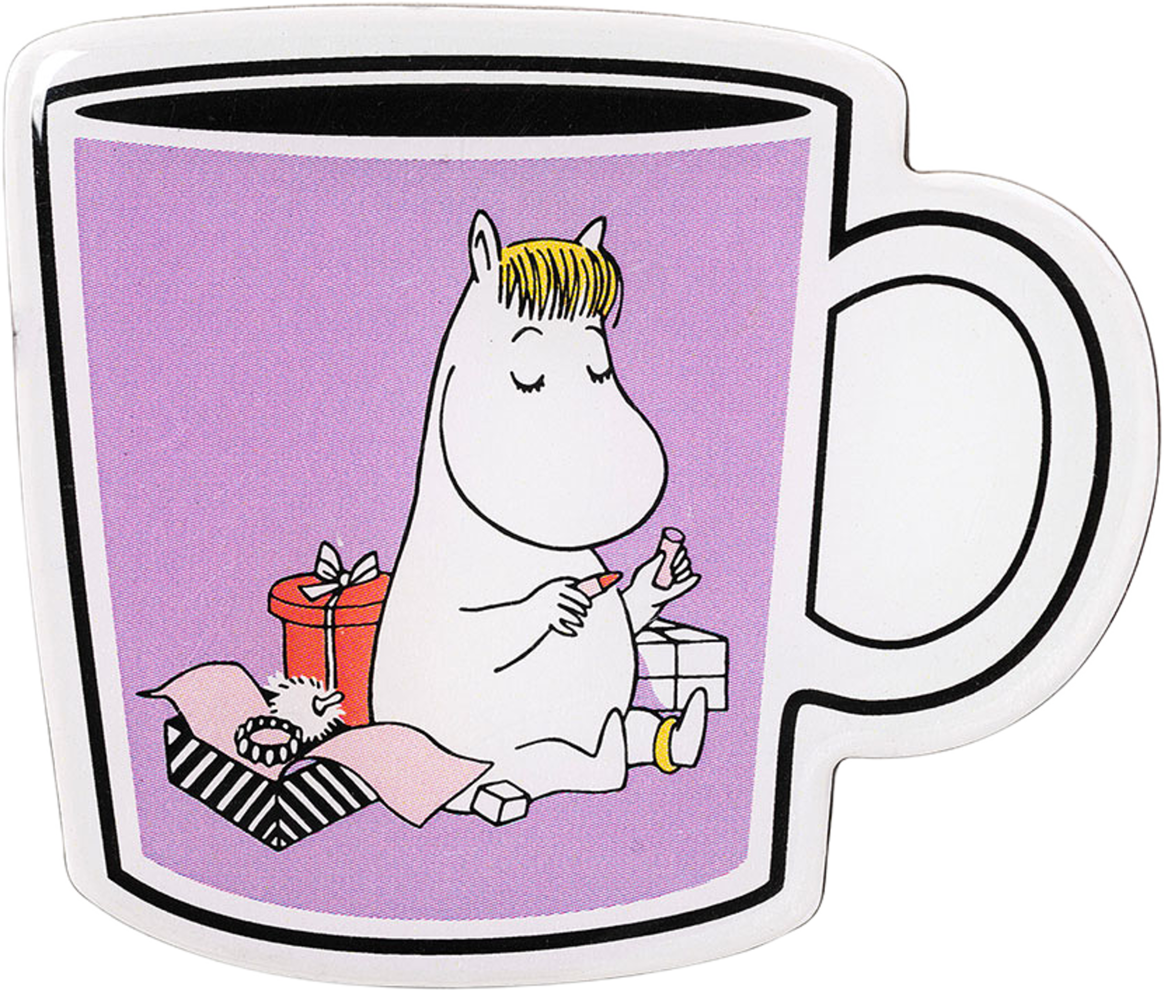 Mumin magnet Snorkfröken, från Arabia, i färgen Lila. Klicka för att öppna bilden i stort format