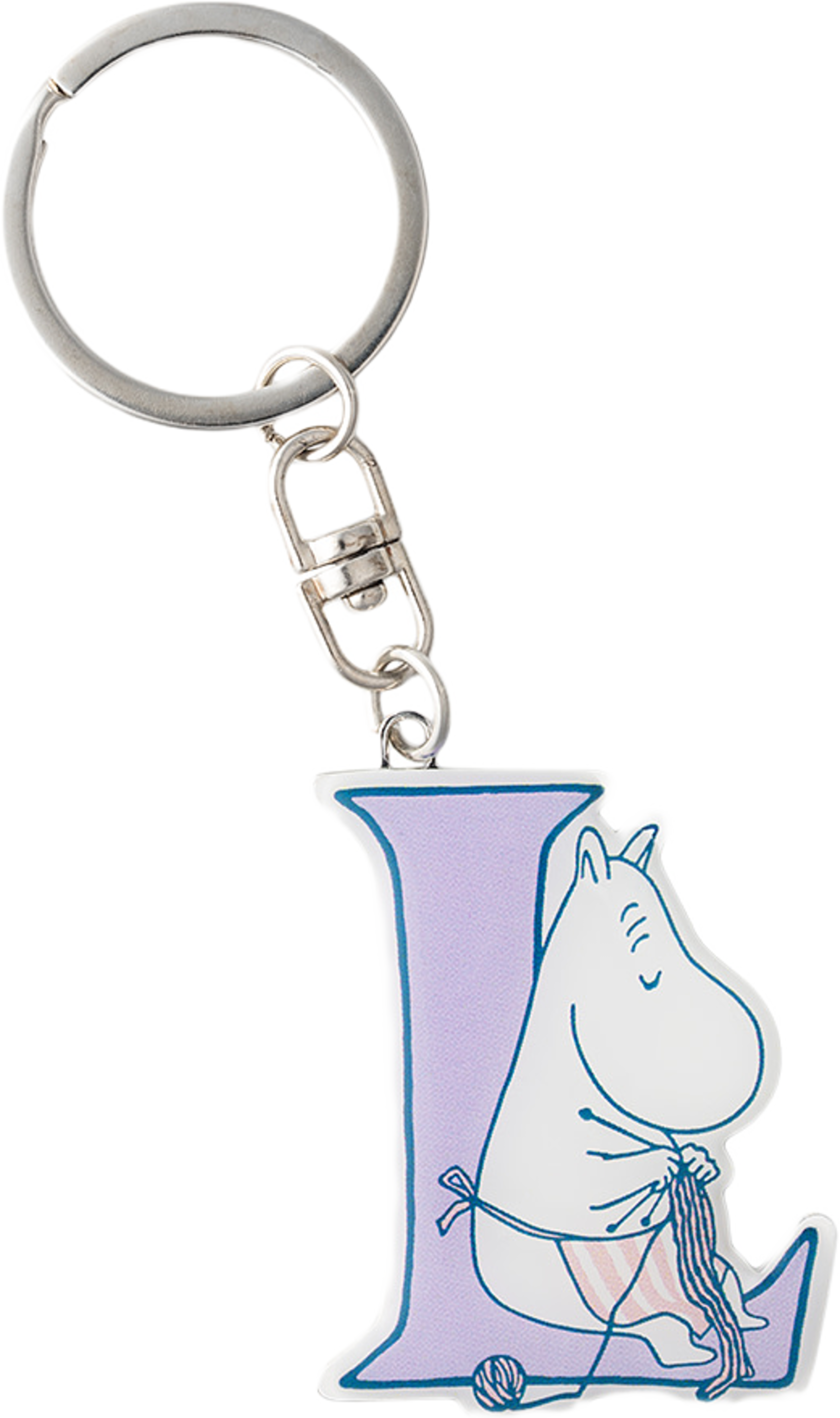 Mumin nyckelring Alfabet L, från Arabia, i färgen Lila. Klicka för att öppna bilden i stort format