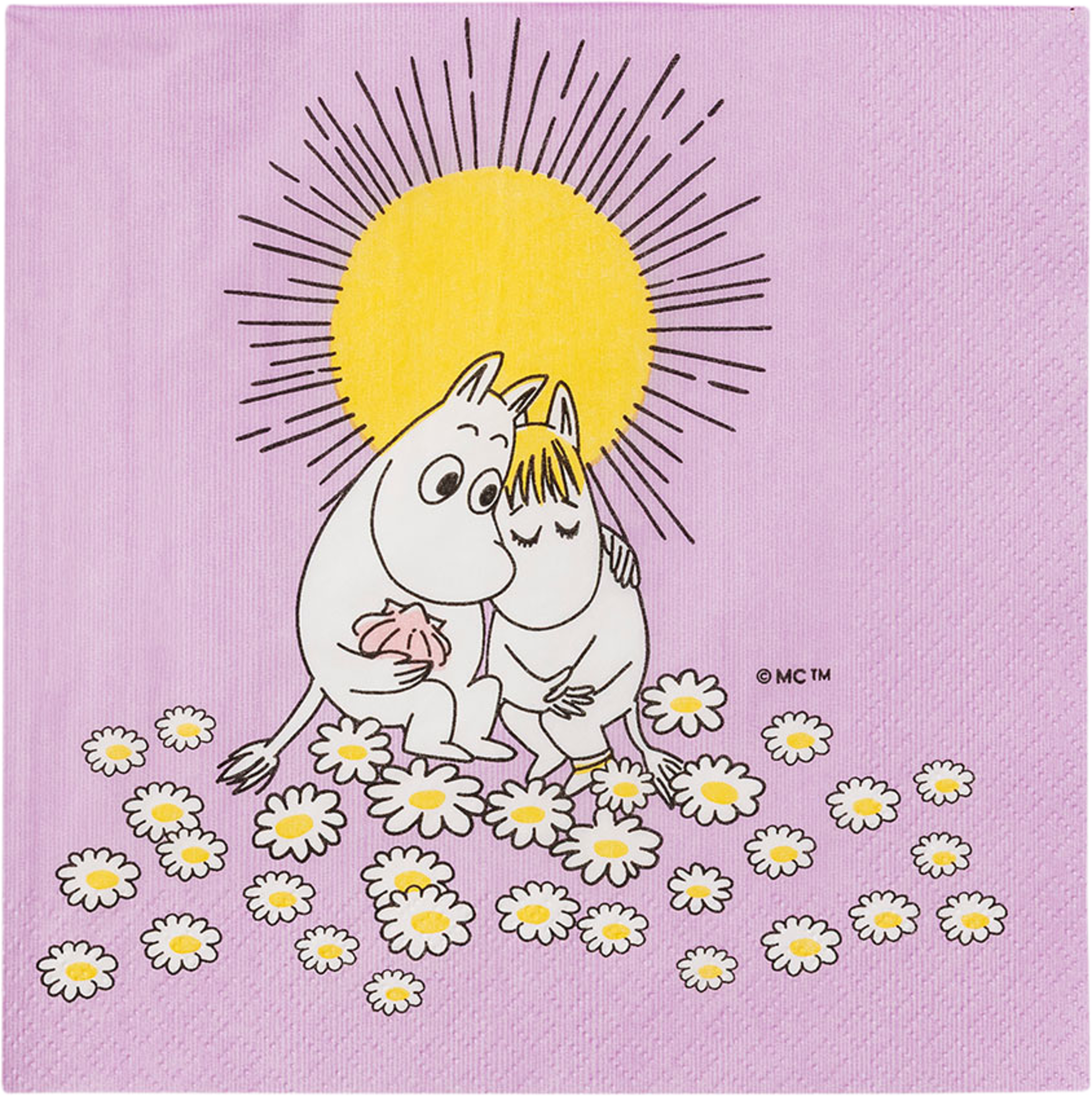 Mumin pappersservett 33cm Förälskade, från Arabia, i färgen Lila. Klicka för att öppna bilden i stort format