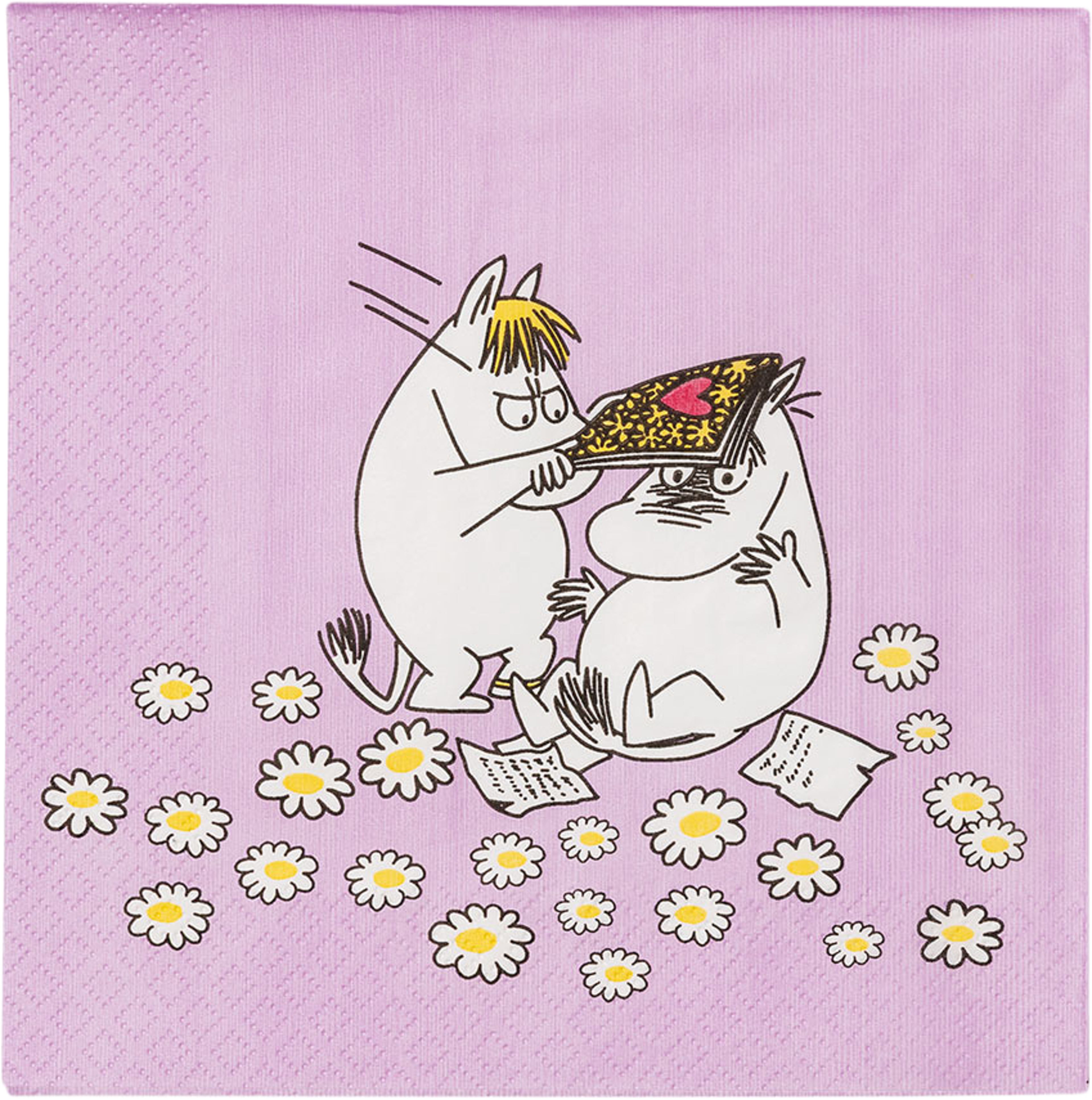 Mumin pappersservett 33cm Förälskade, från Arabia, i färgen Lila. Klicka för att öppna bilden i stort format