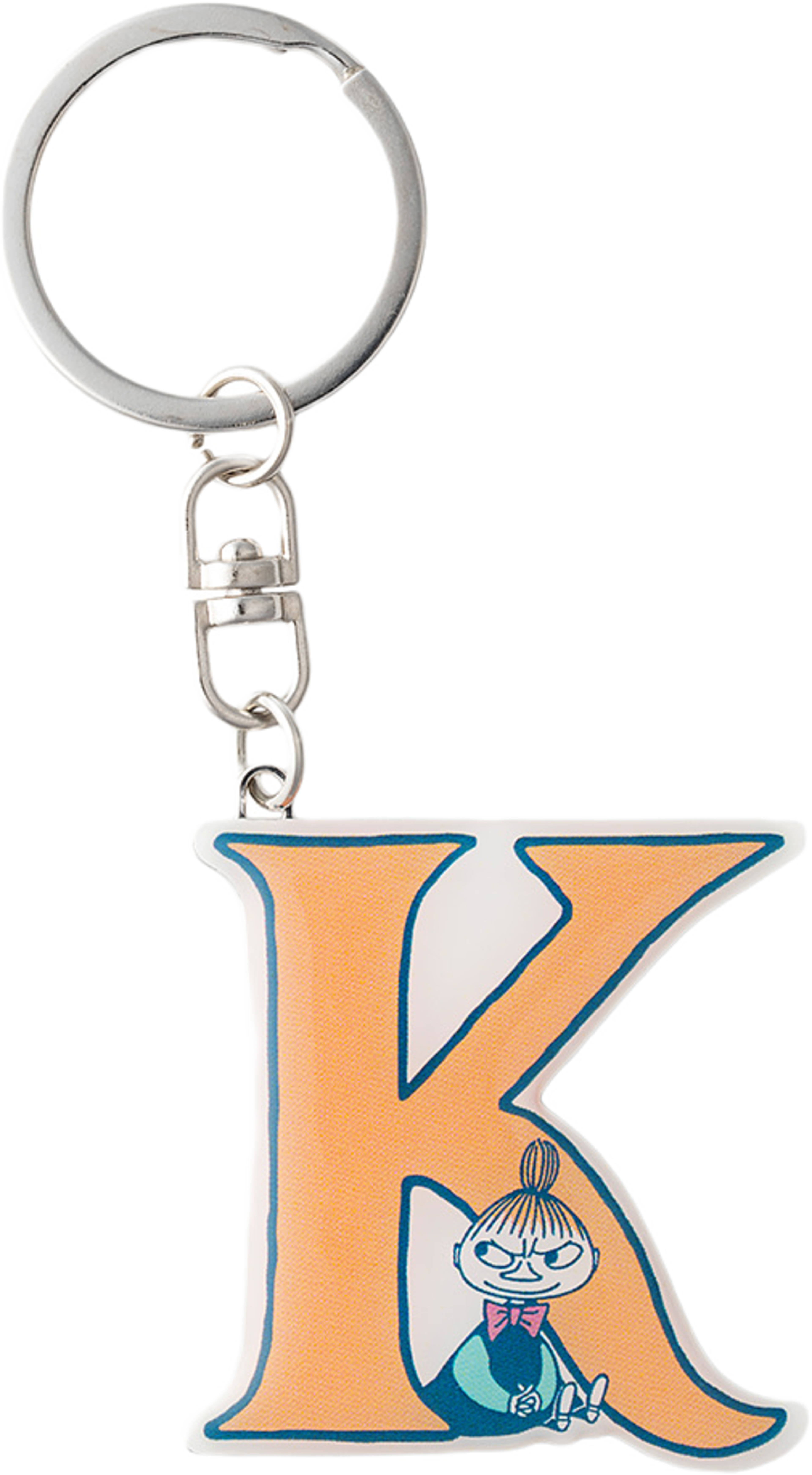 Mumin nyckelring Alfabet K, från Arabia, i färgen Orange. Klicka för att öppna bilden i stort format