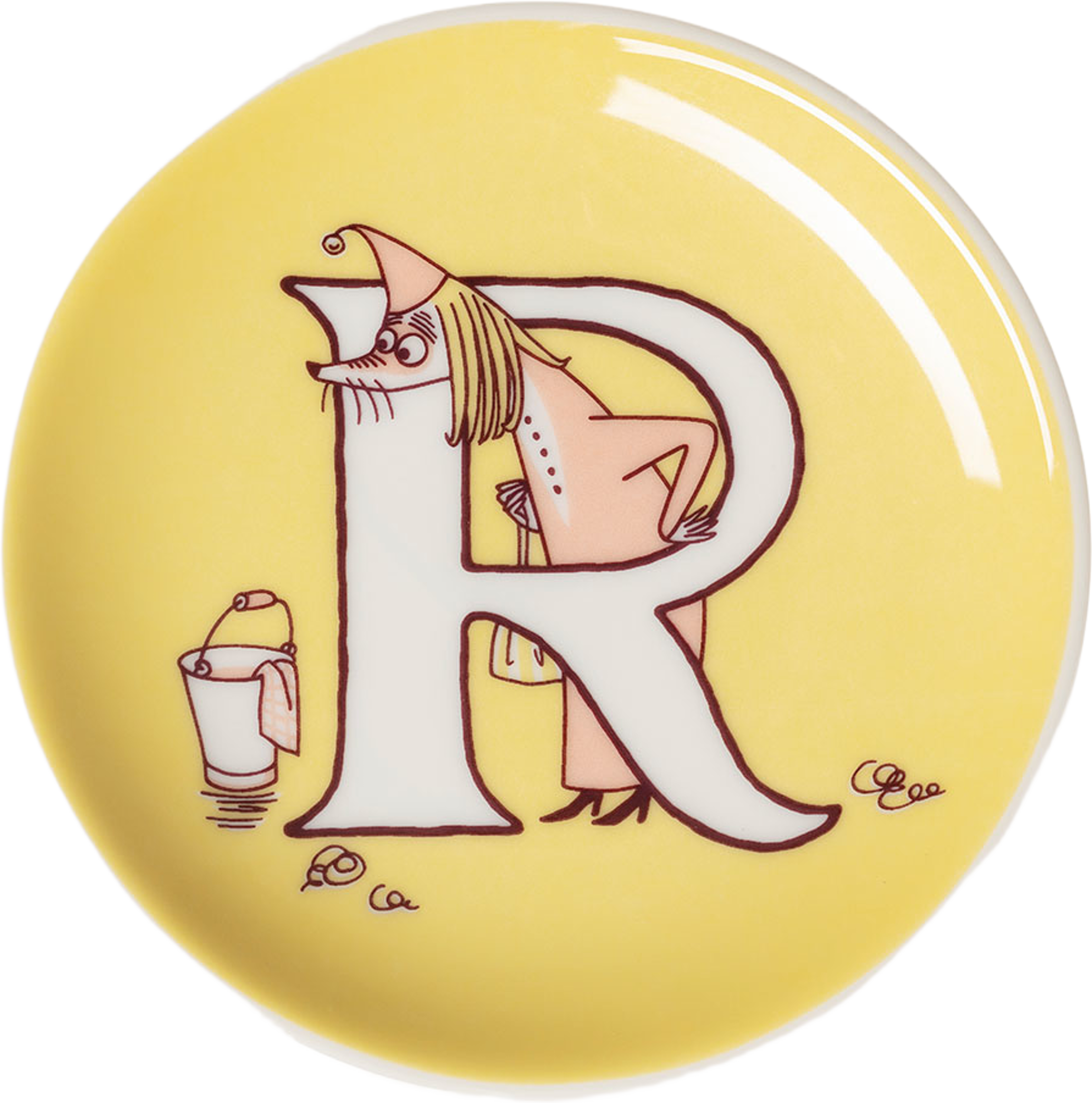 Mumin mini tallrik 10,5cm R, från Arabia, i färgen Gul. Klicka för att öppna bilden i stort format