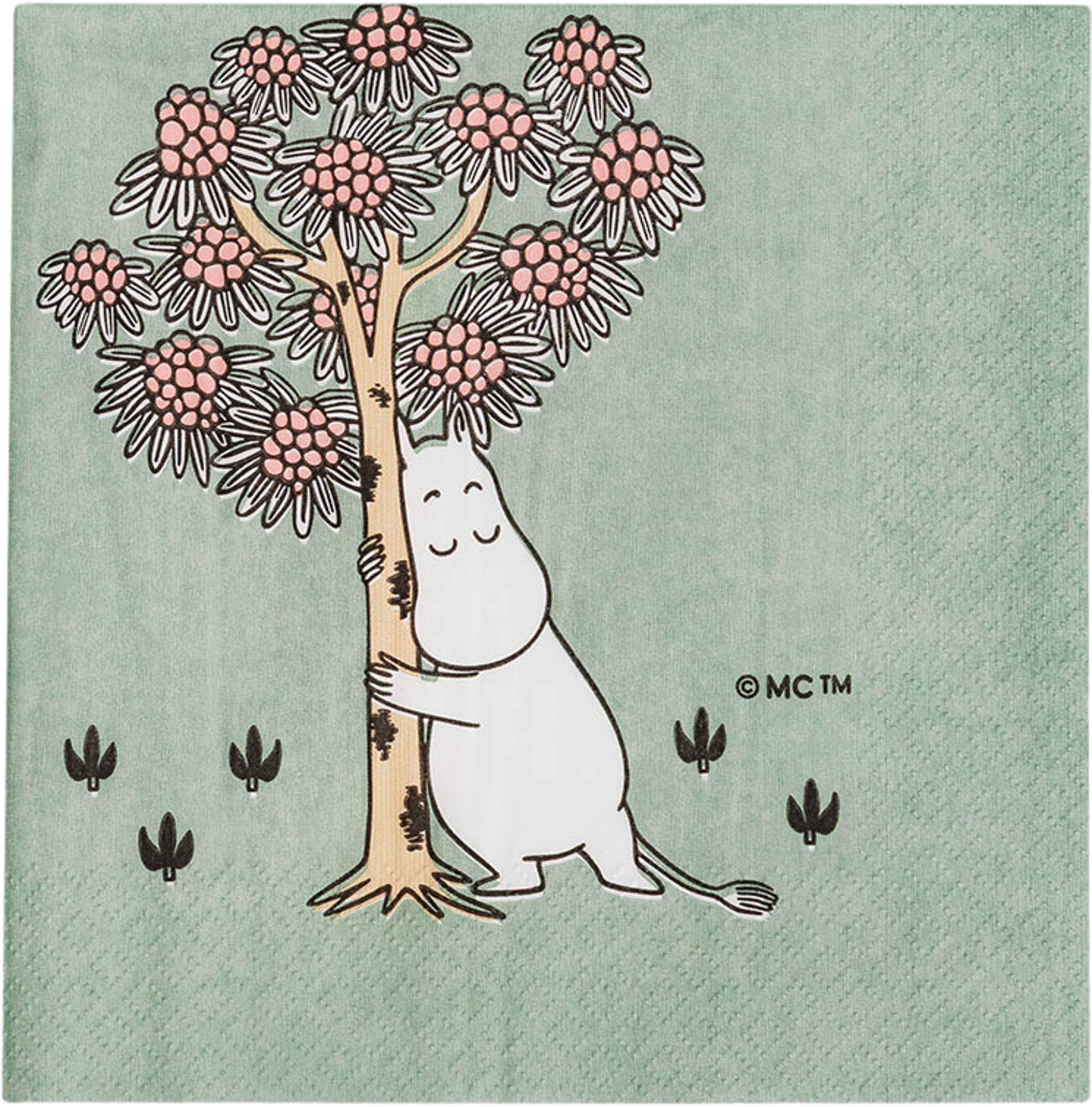 Mumin pappersservett 33cm Omtanke, från Arabia, i färgen Grön. Klicka för att öppna bilden i stort format