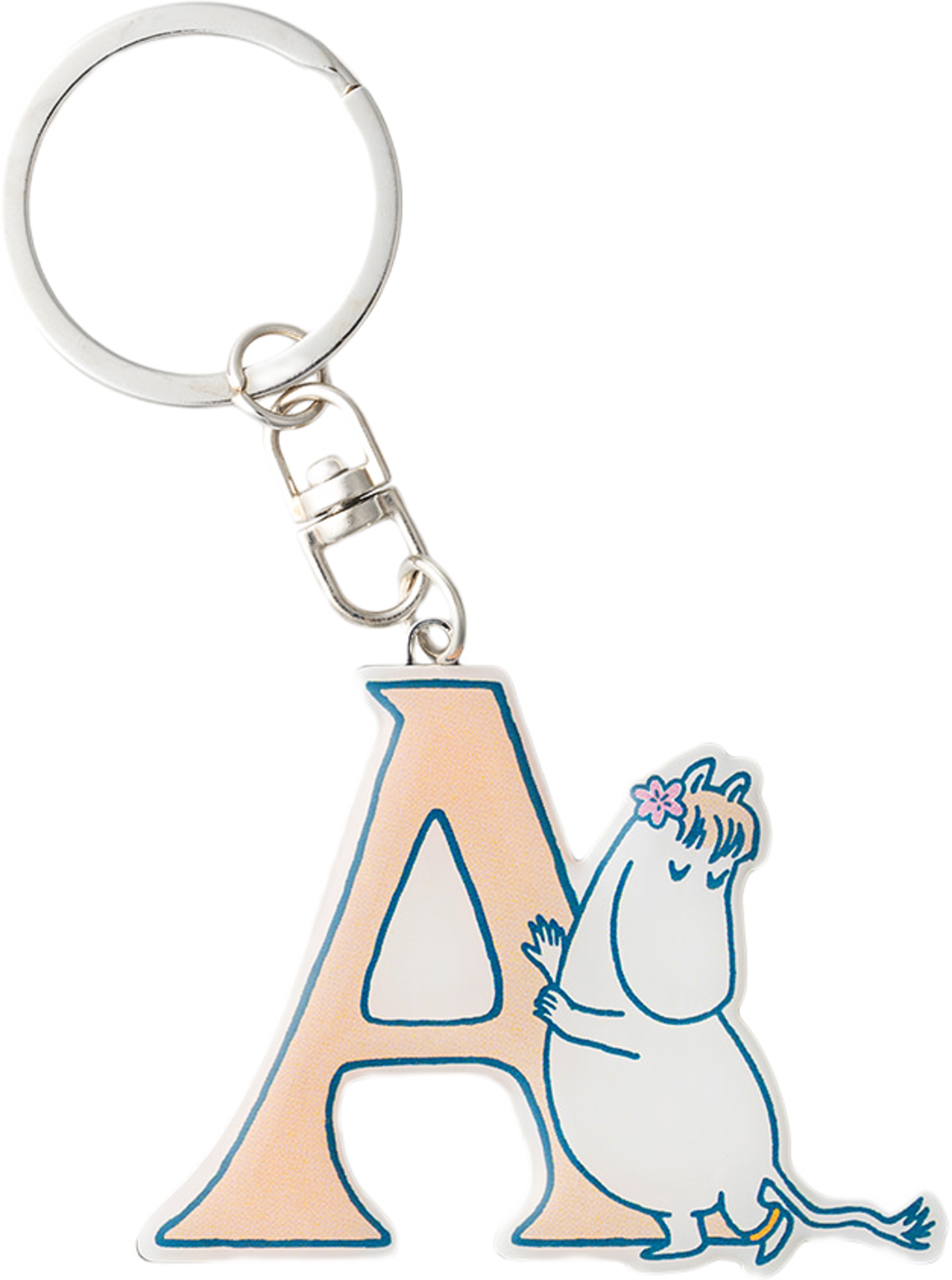 Mumin nyckelring Alfabet A, från Arabia, i färgen Orange. Klicka för att öppna bilden i stort format