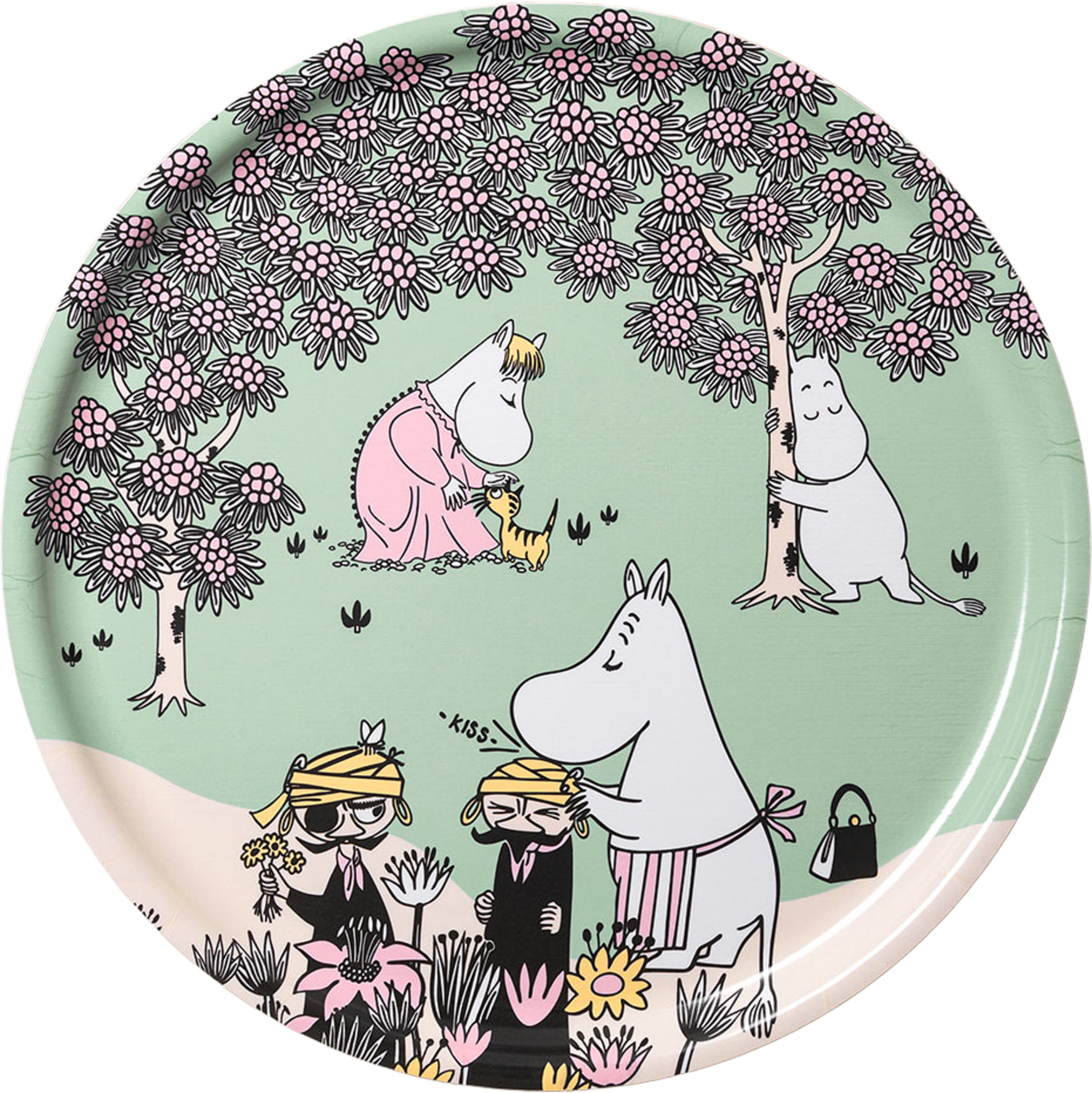 Mumin bricka 35cm Omtanke, från Arabia, i färgen Grön. Klicka för att öppna bilden i stort format