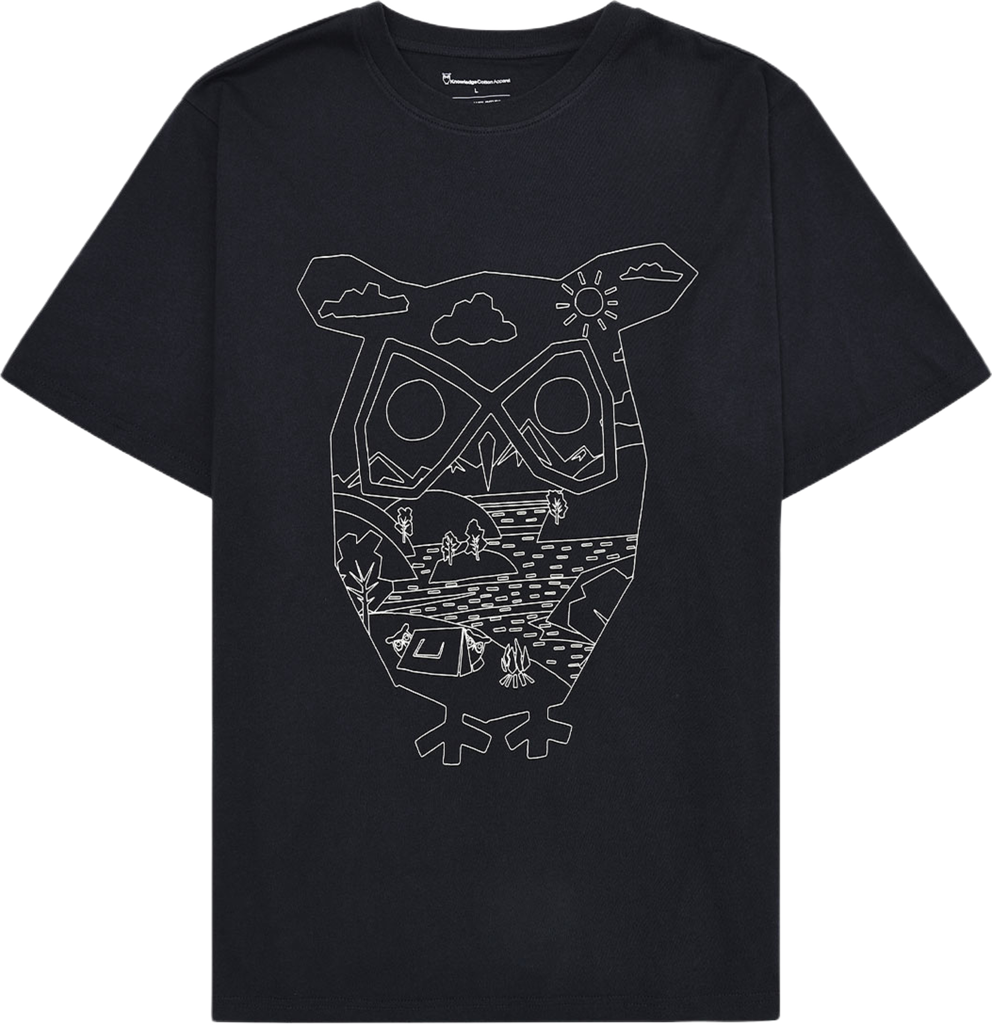 Front print t-shirt, från Knowledge Cotton Apparel, i färgen 1412 Night Sky. Klicka för att öppna bilden i stort format