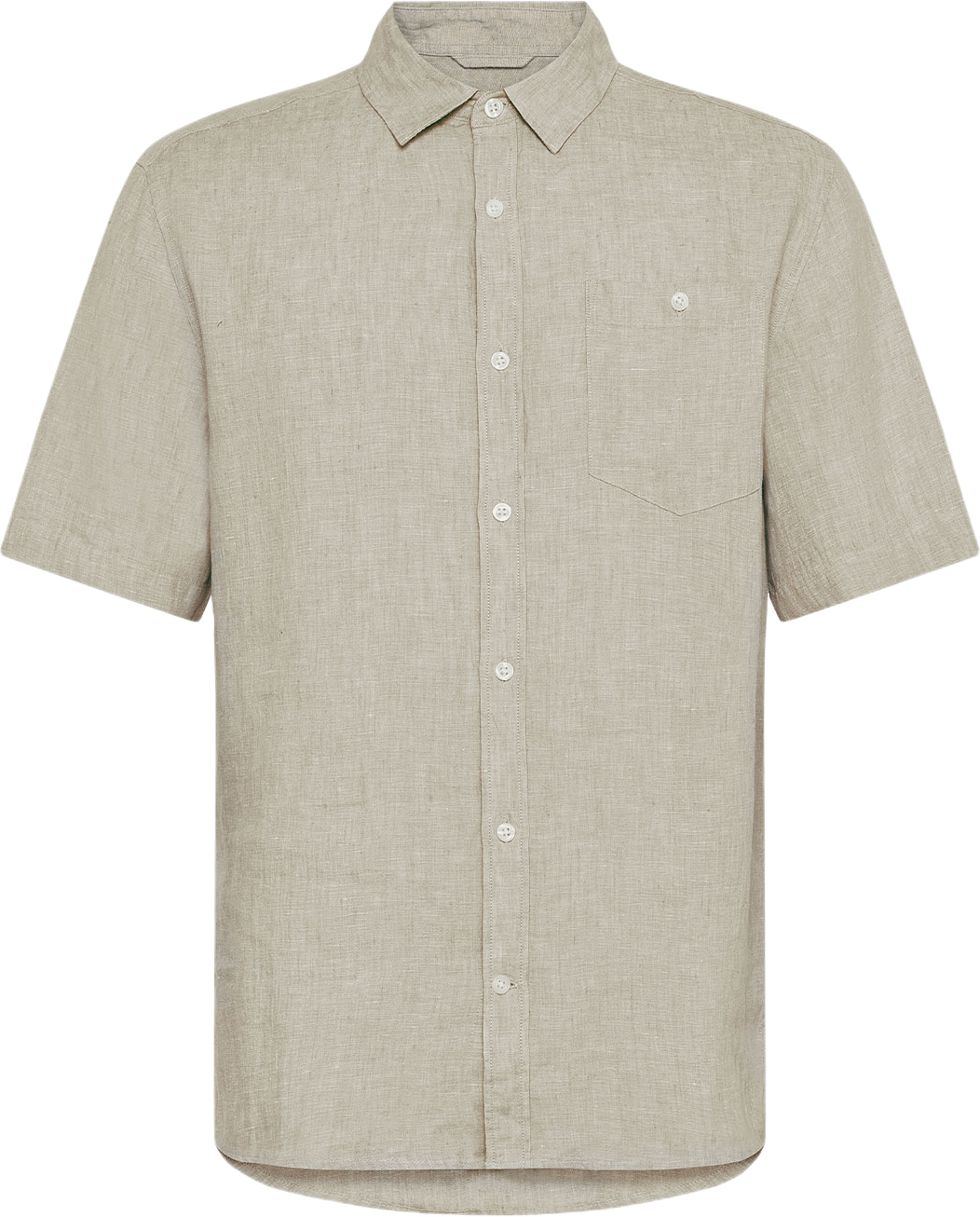 Regular linen short sleeve shirt, från Knowledge Cotton Apparel, i färgen 1498 Twill - Yarndyed. Klicka för att öppna bilden i stort format