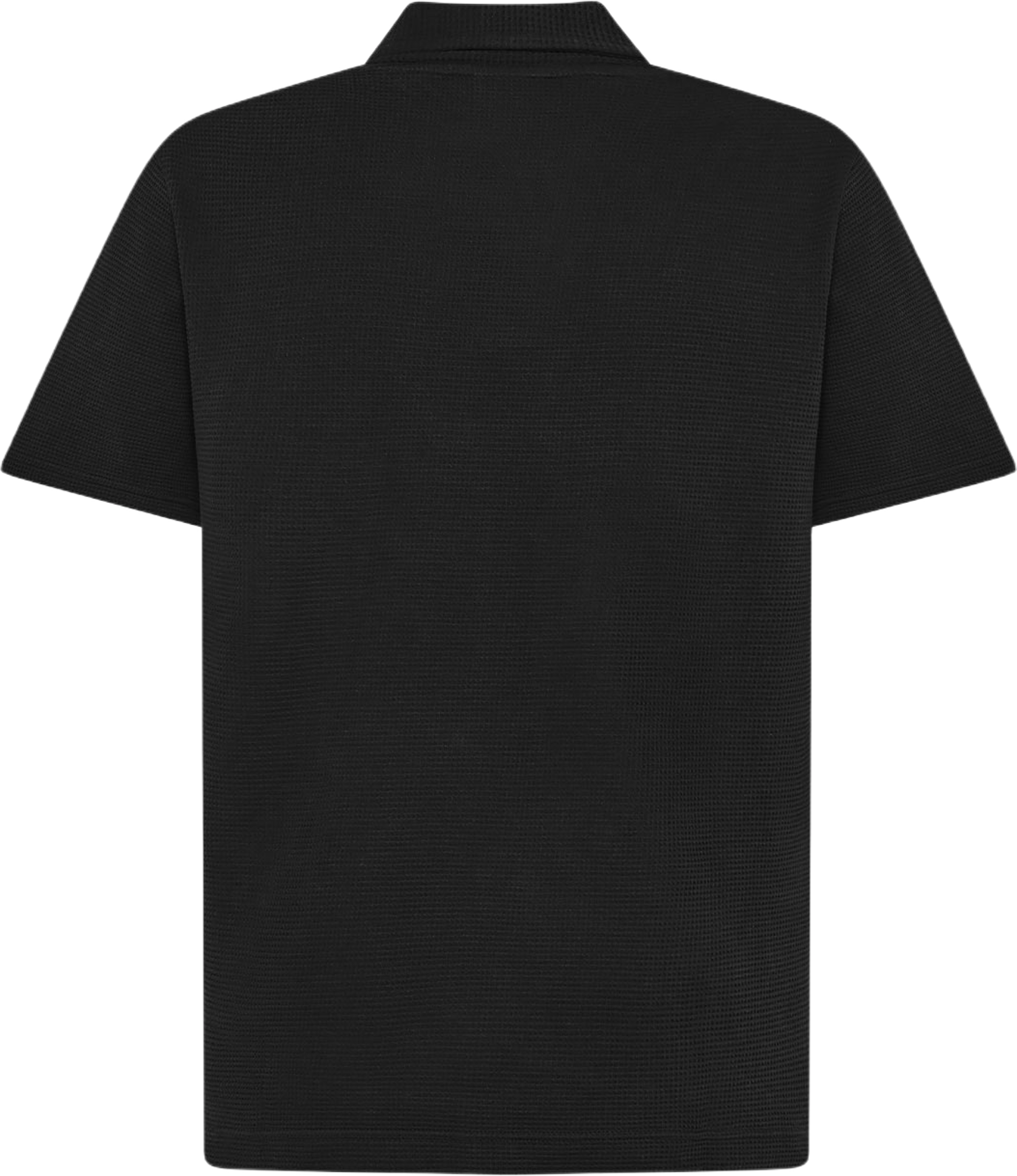 Waffle polo, från Knowledge Cotton Apparel, i färgen 1300 Black Jet. Klicka för att öppna bilden i stort format
