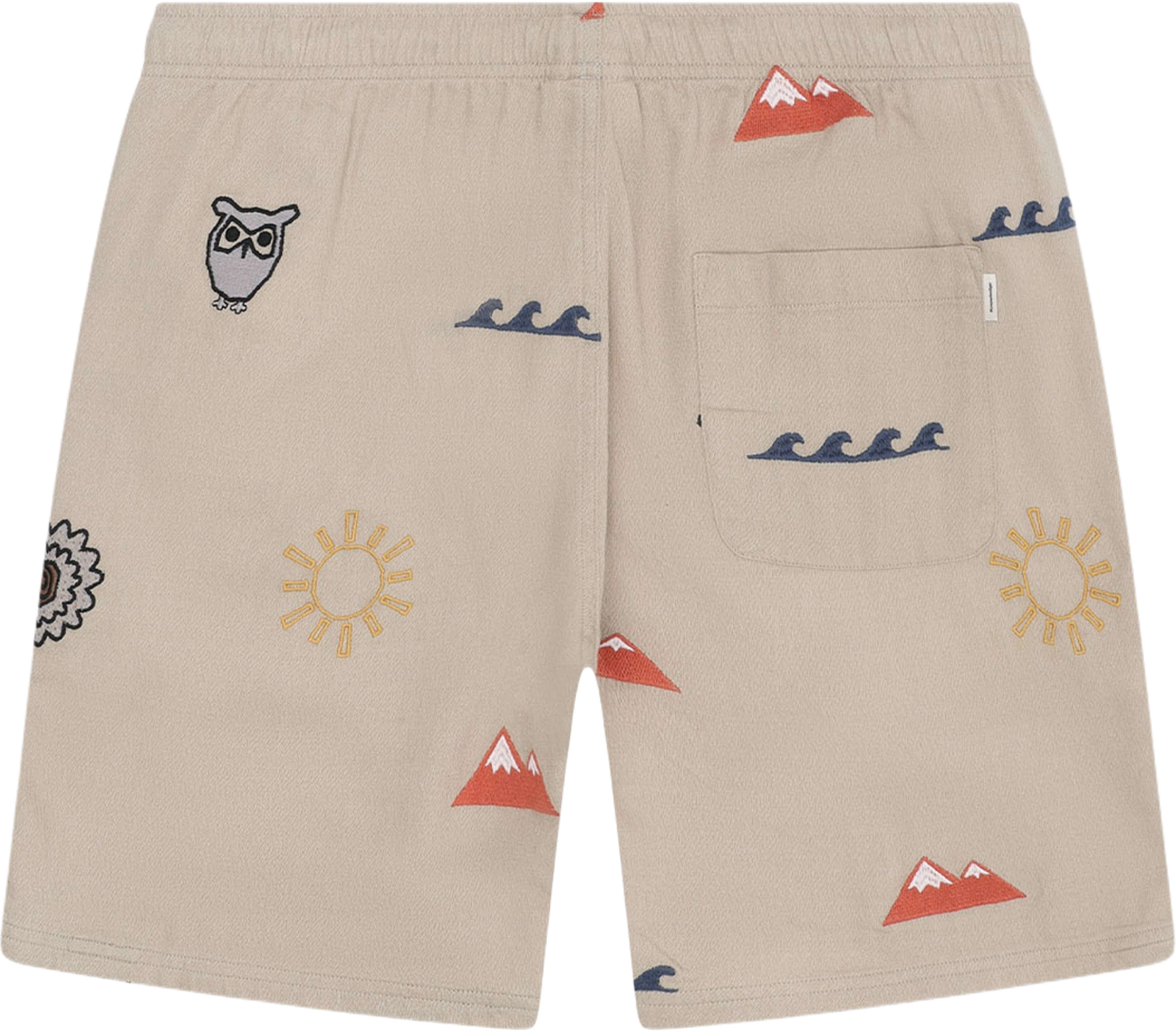 Fig loose embroidery shorts, från Knowledge Cotton Apparel, i färgen 1228 Light Feather Gray. Klicka för att öppna bilden i stort format