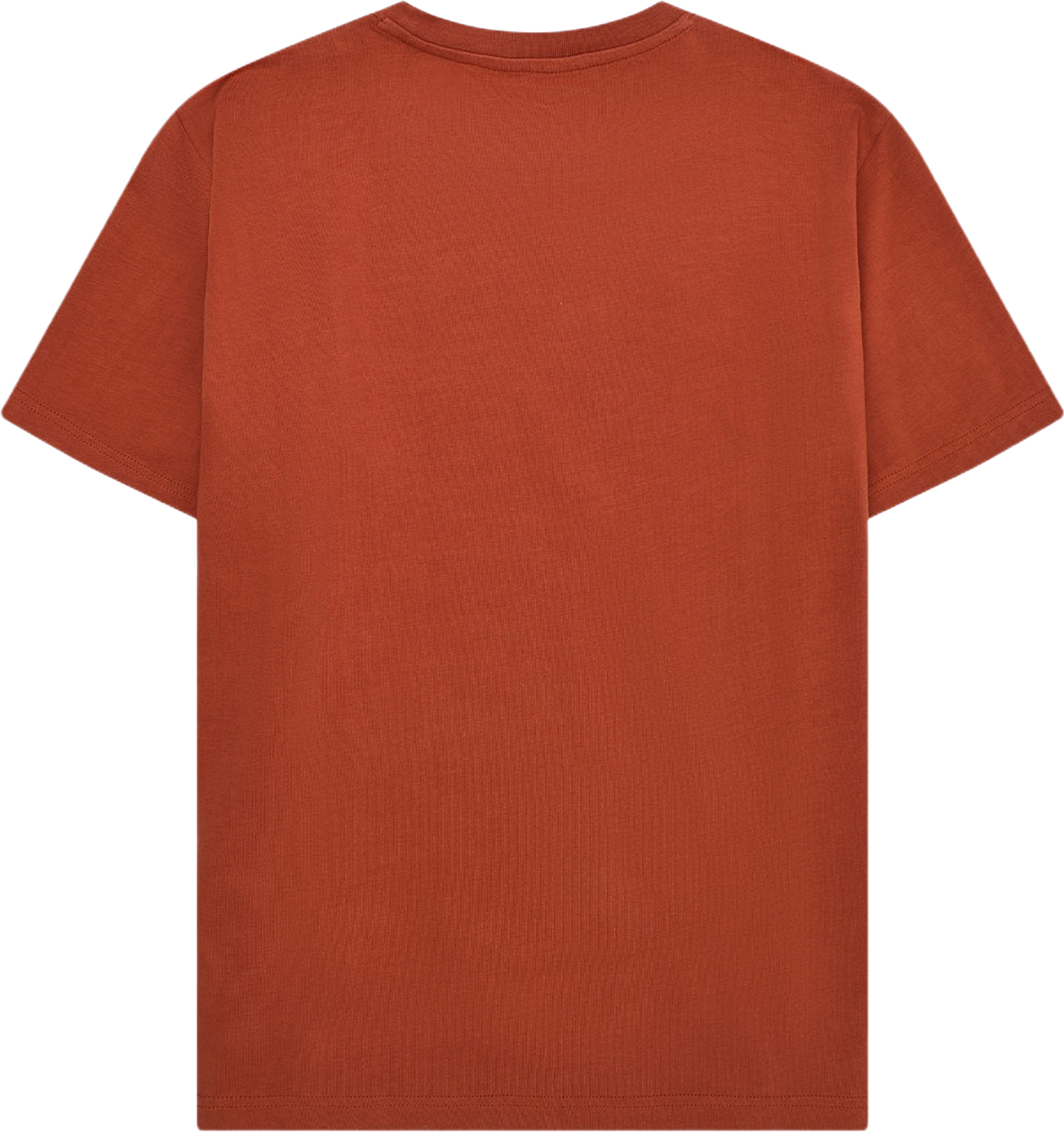 LOKE badge tee - GOTS/Vegan, från Knowledge Cotton Apparel, i färgen 1488 Burnt Brick. Klicka för att öppna bilden i stort format