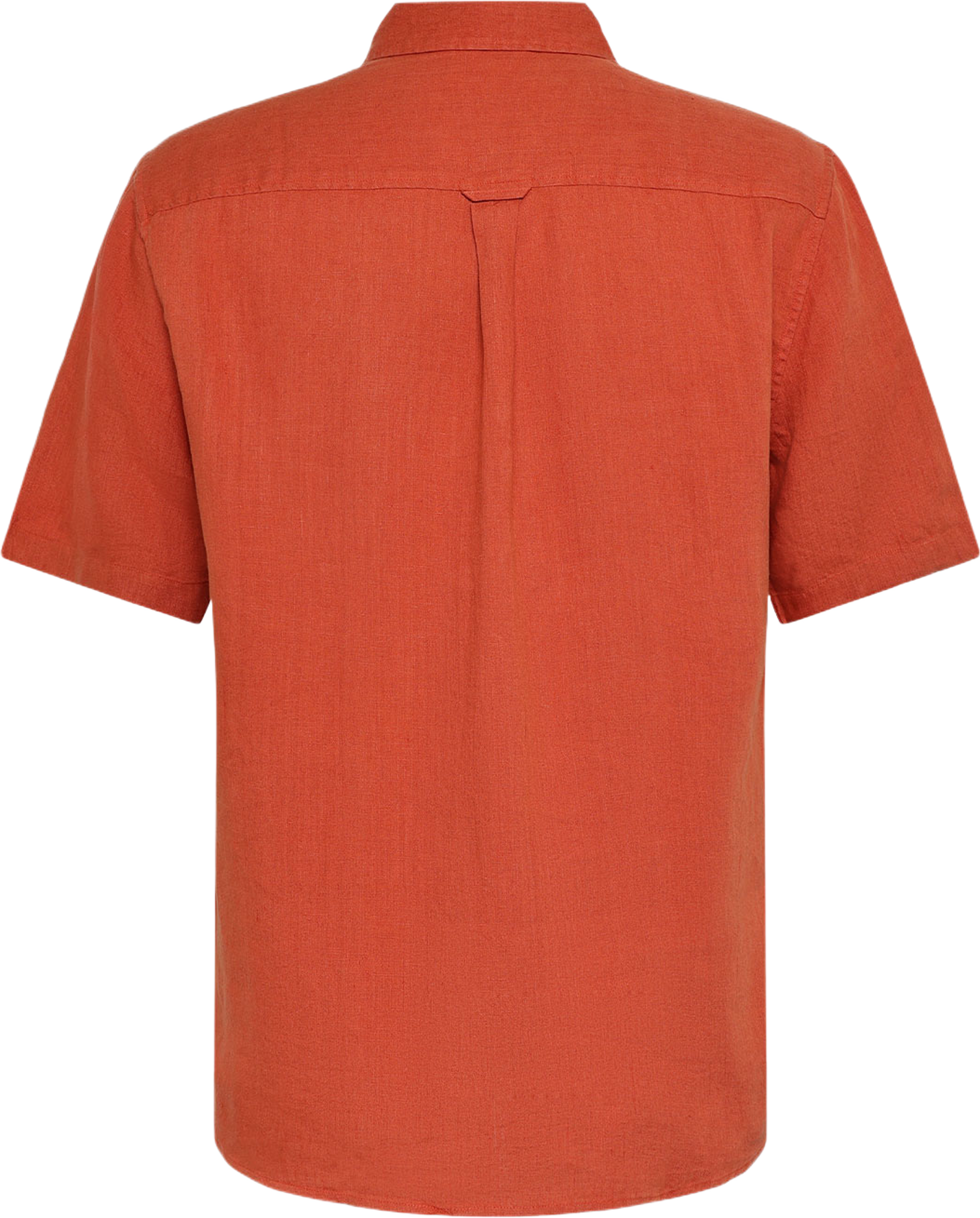 Regular linen short sleeve shirt, från Knowledge Cotton Apparel, i färgen 1488 Burnt Brick. Klicka för att öppna bilden i stort format