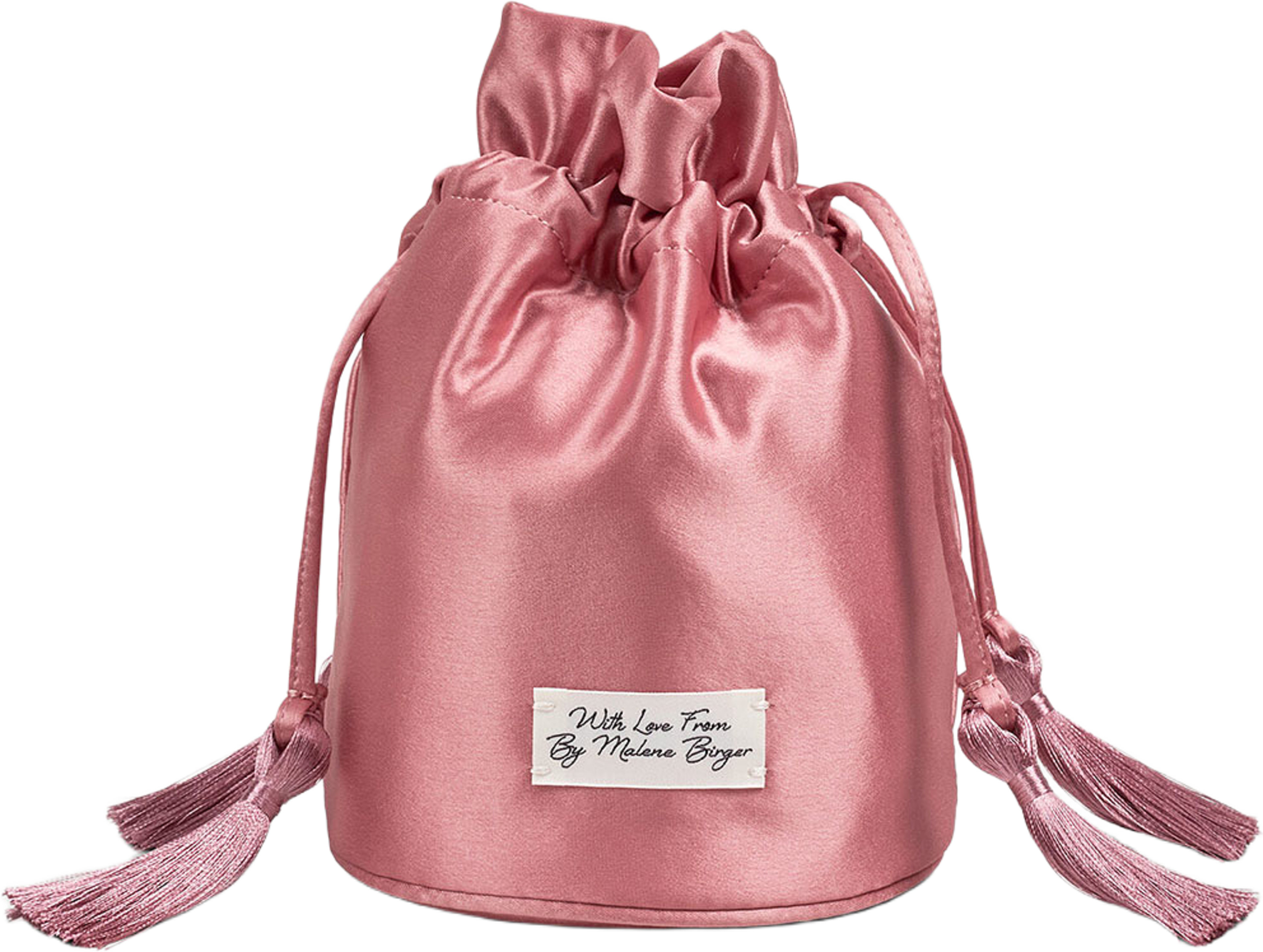 Landinna Satin-bucketväska, från By Malene Birger, i färgen Pink Rose. Klicka för att öppna bilden i stort format