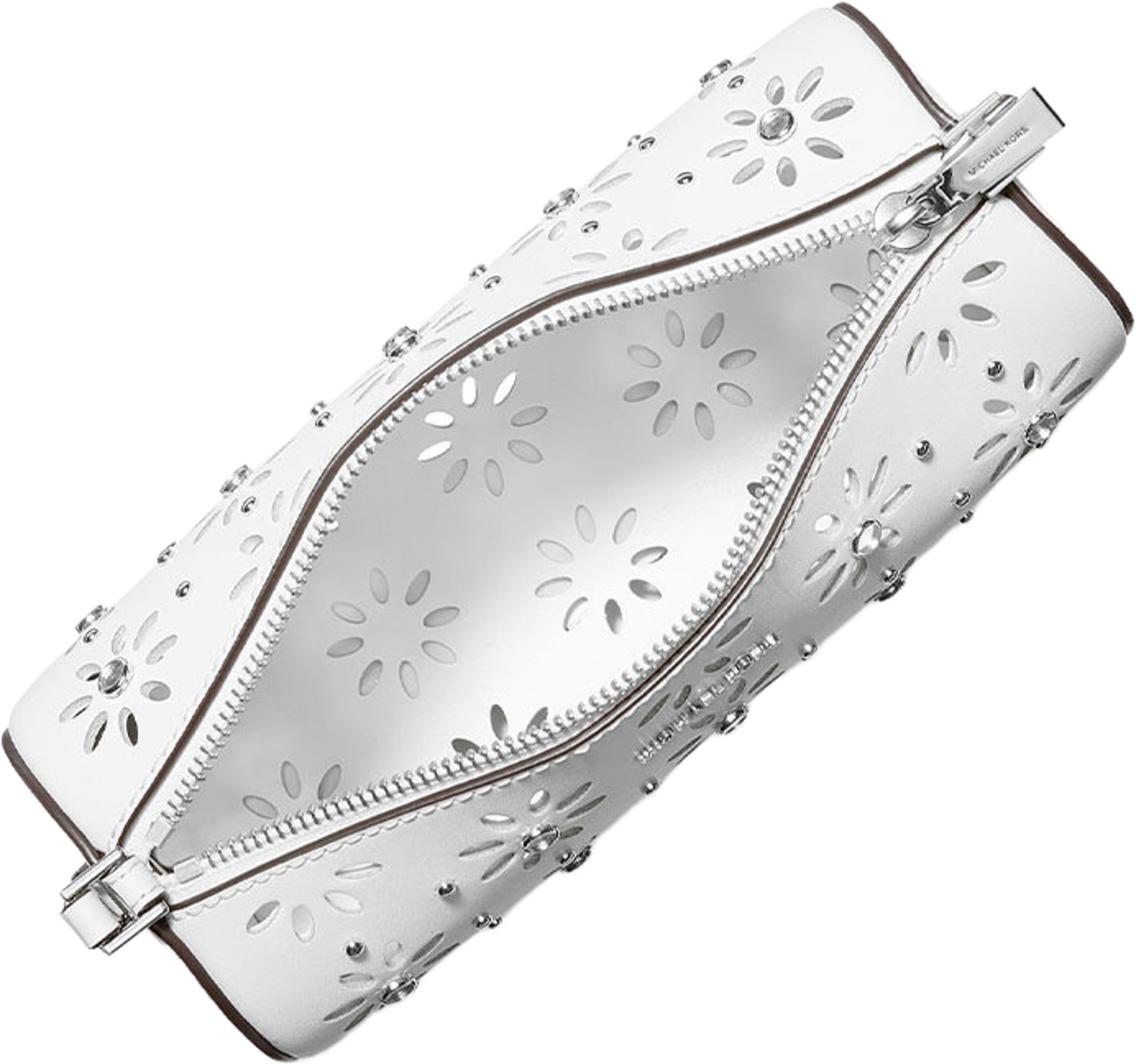 IZZY Small Barrel Pouchette, från Michael Kors, i färgen Optic White. Klicka för att öppna bilden i stort format