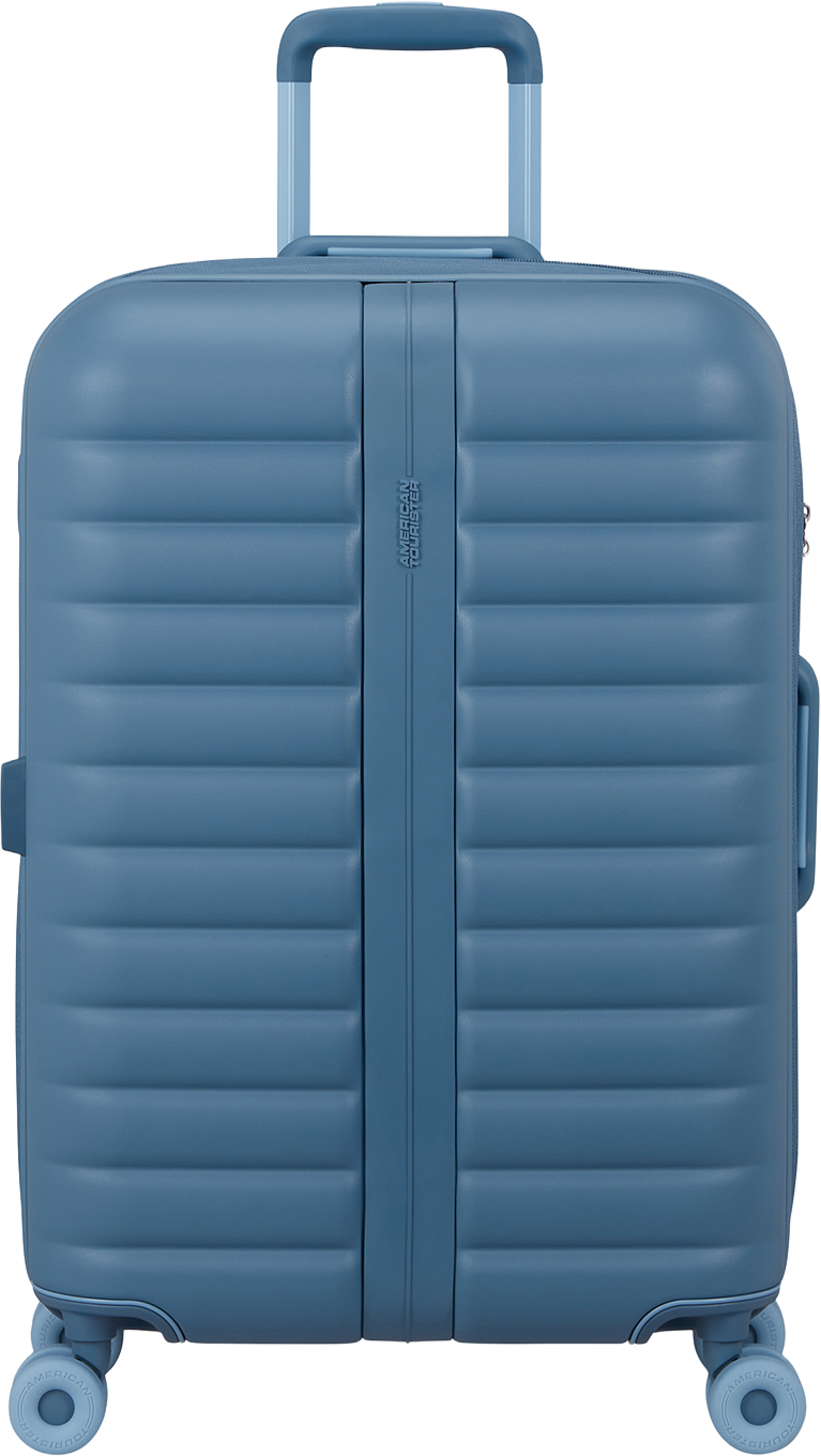 Neovibe expanderbar resväska, från American Tourister, i färgen Steel Blue. Klicka för att öppna bilden i stort format