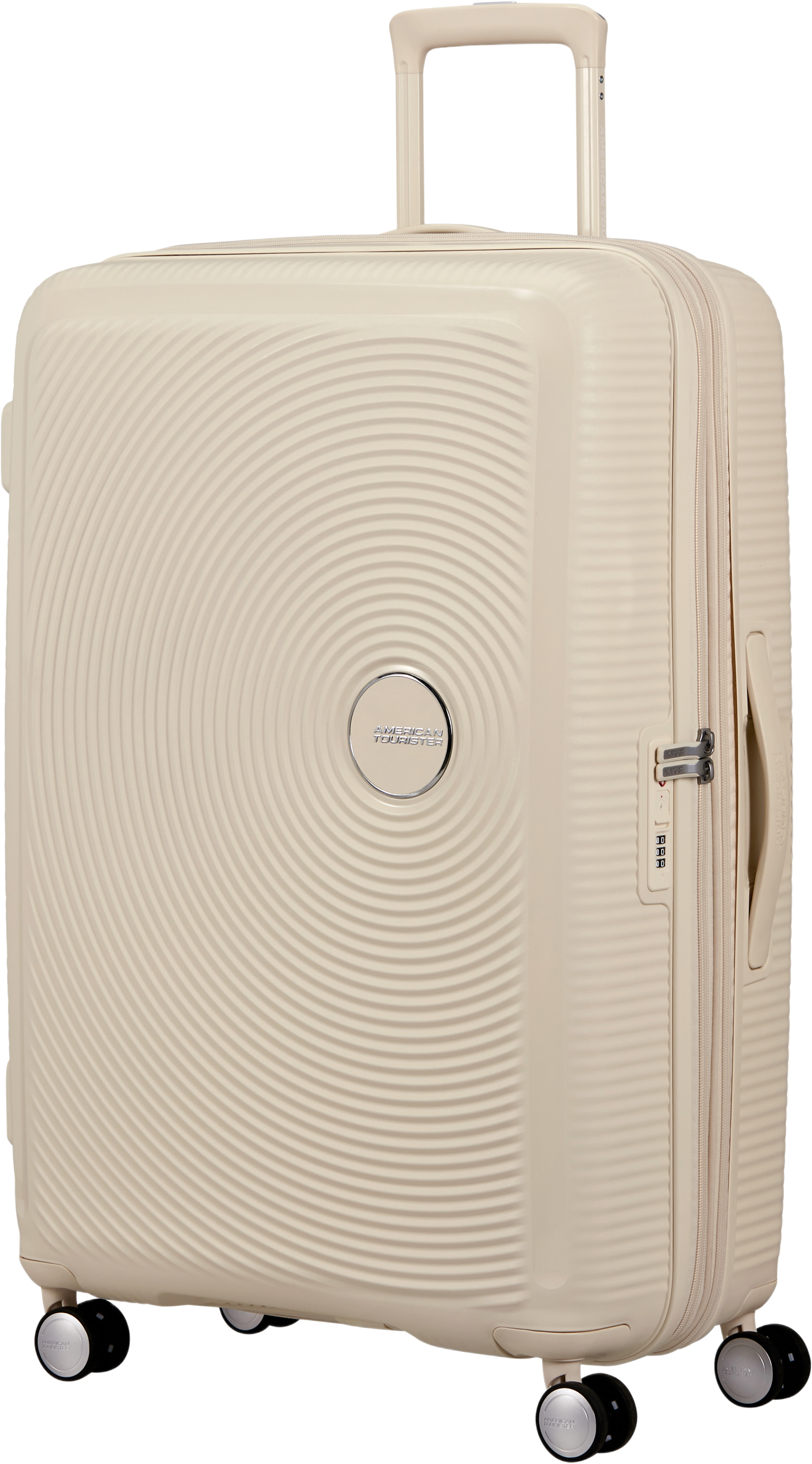 Soundbox expanderbar kabinväska 77 cm, från American Tourister, i färgen Coconut Sand. Klicka för att öppna bilden i stort format