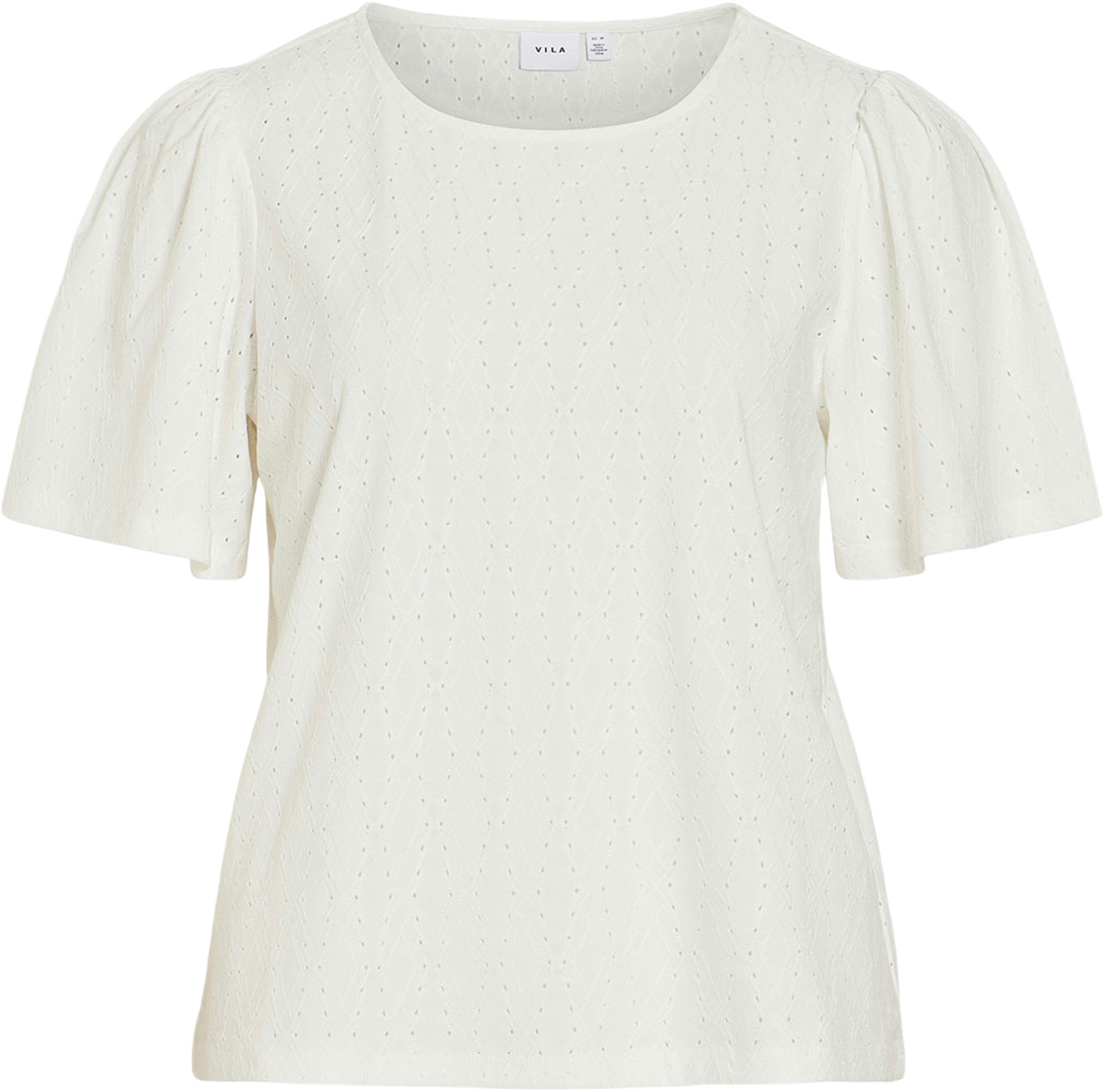 VIBELLI O-NECK S/S TOP, från Vila, i färgen Snow White. Klicka för att öppna bilden i stort format