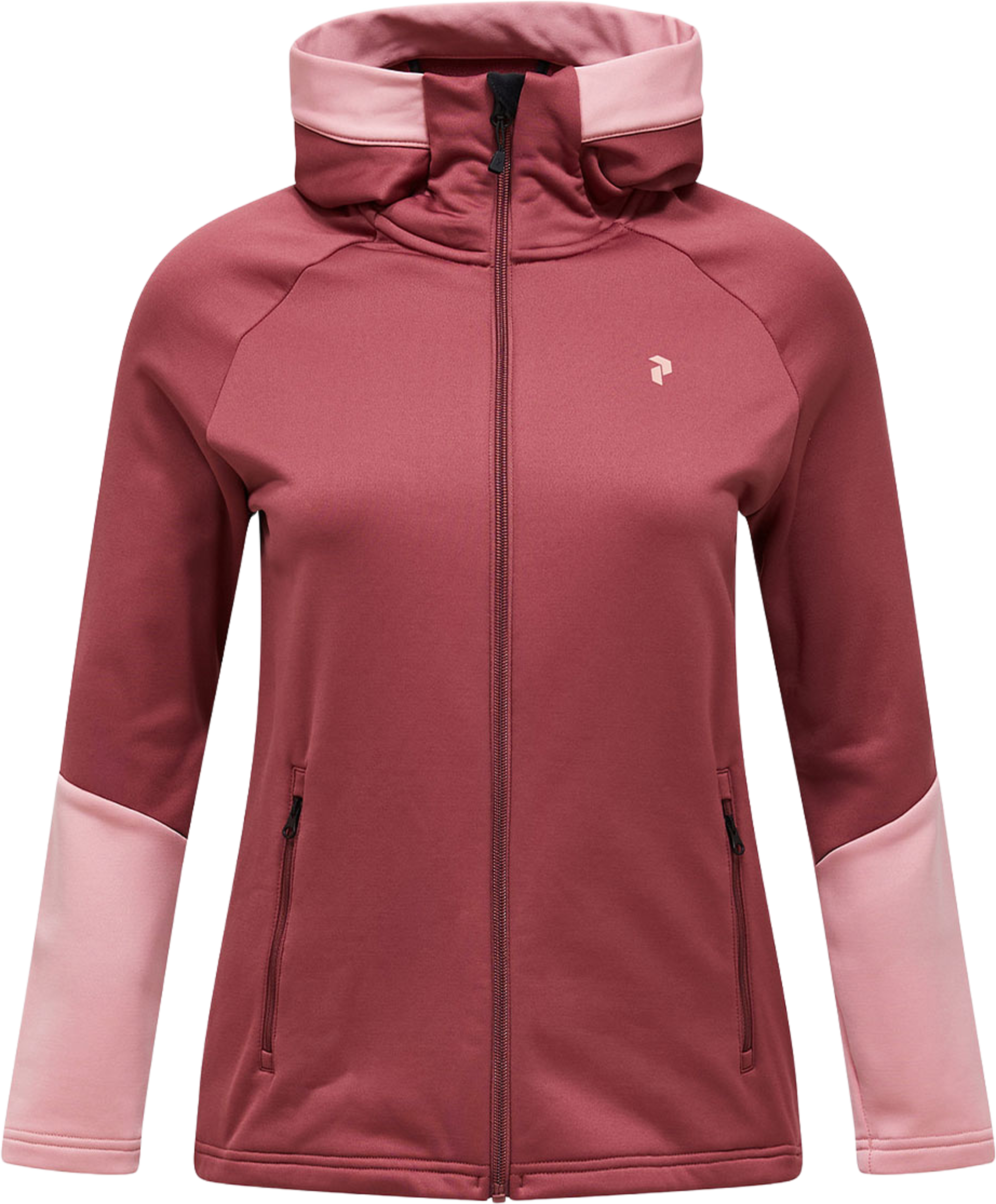 Rider Essentials Zip Hood, från Peak Performance, i färgen Wild Rouge/Warm Blush/. Klicka för att öppna bilden i stort format