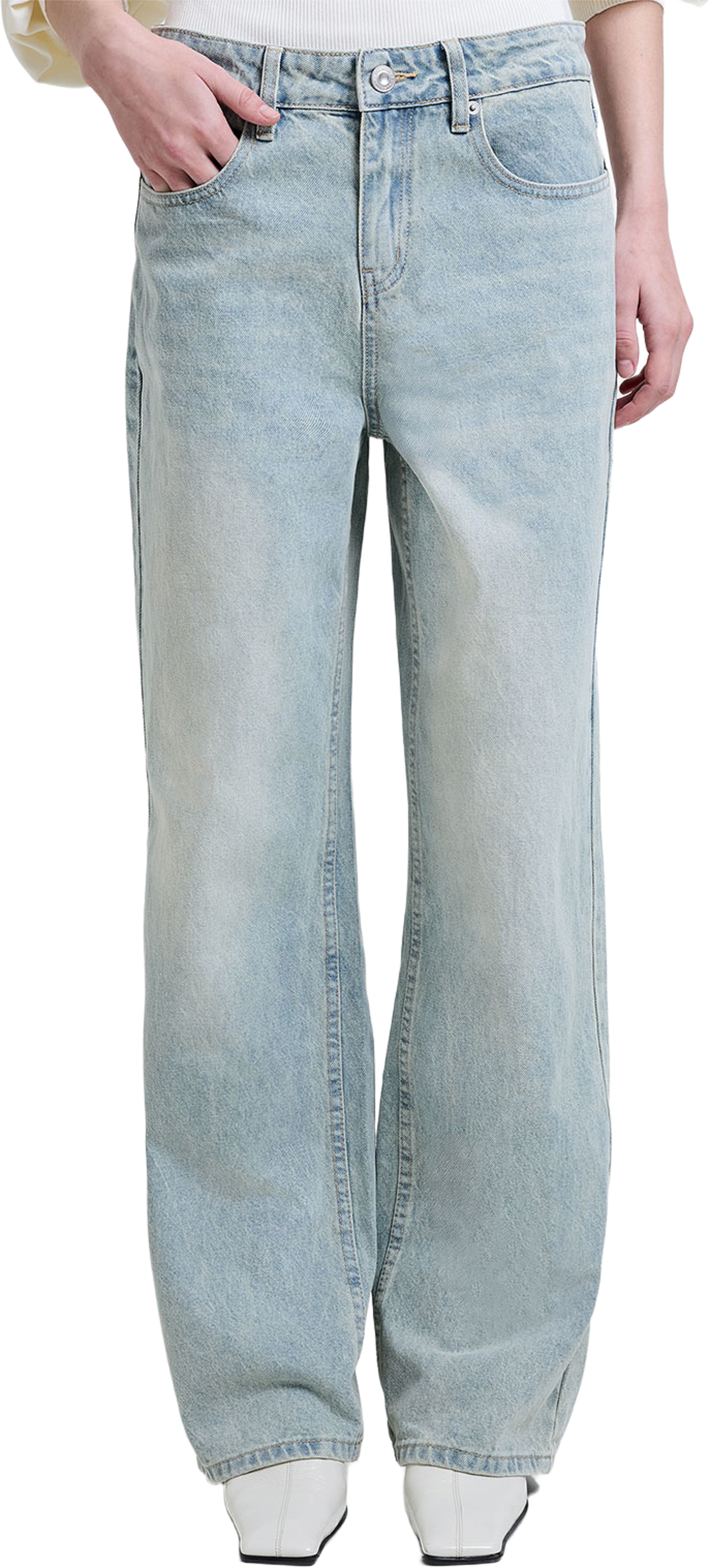 Dallas Denim Straight Leg Jeans, från French Connection, i färgen Blue Beige Denim Wash. Klicka för att öppna bilden i stort format