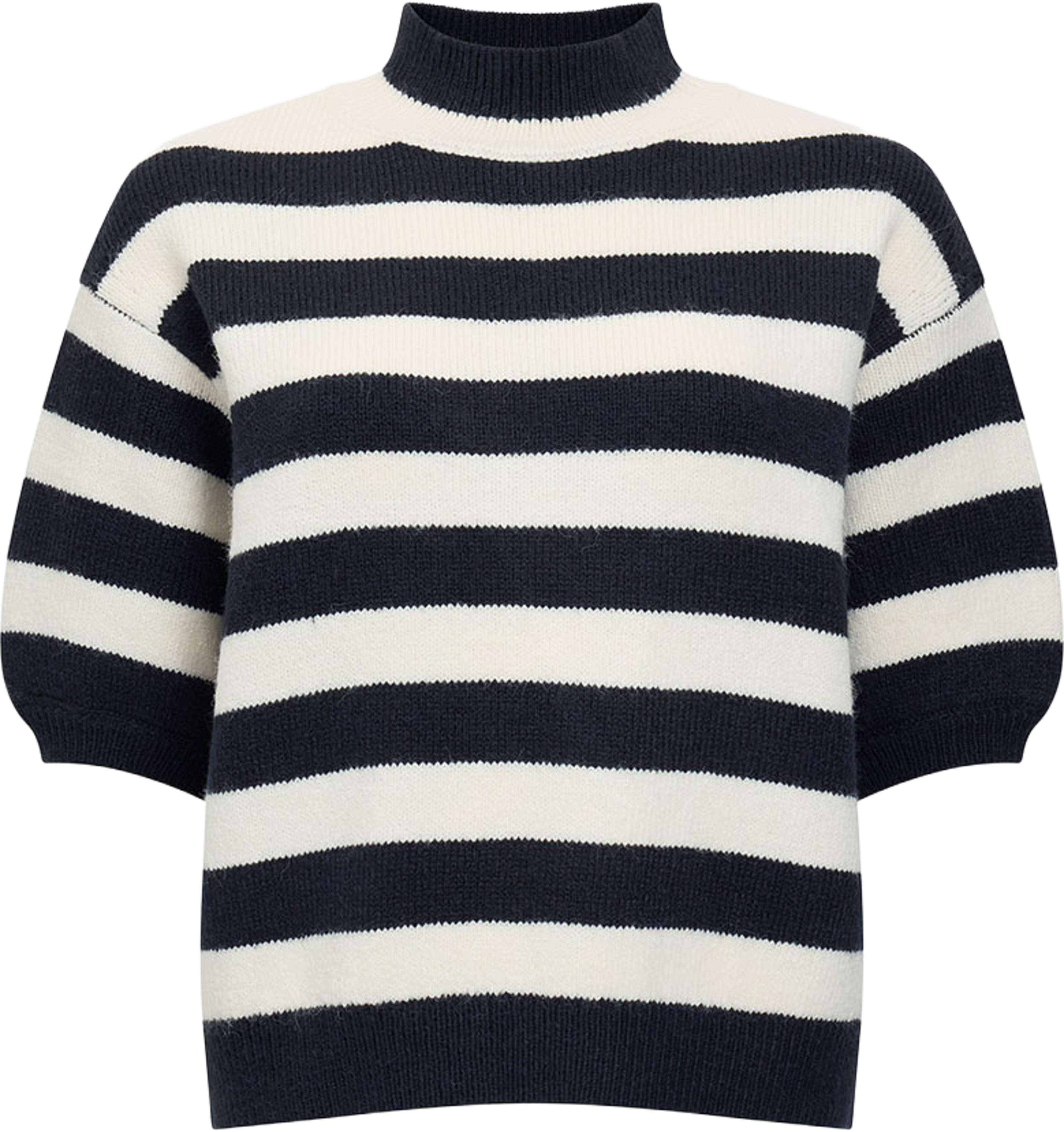 Larisa Knit Short Sleeve Striped Jumper, från French Connection, i färgen New Navy/Summer White. Klicka för att öppna bilden i stort format