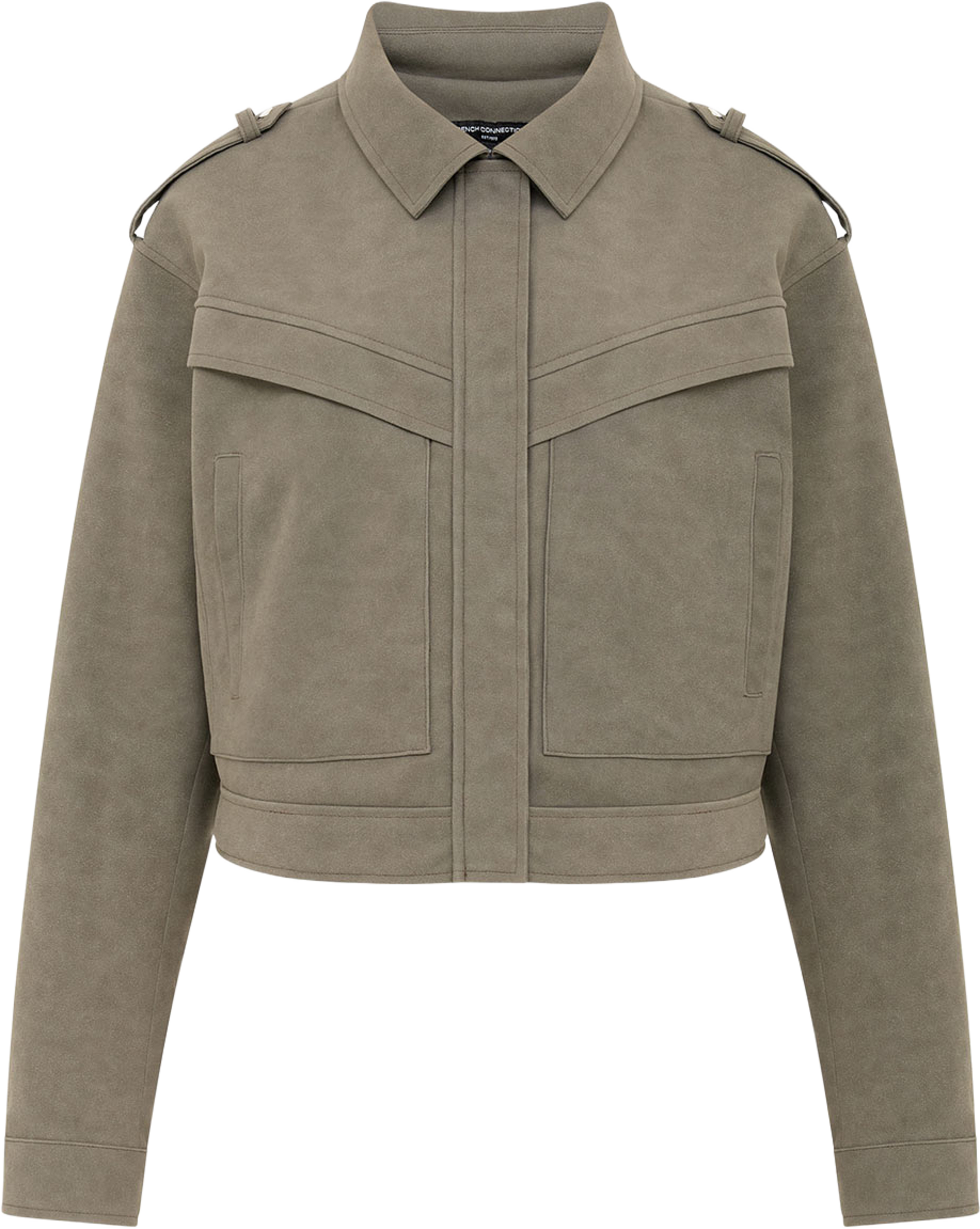 Larissa Faux Suede Bomber Jacket, från French Connection, i färgen Vintage Khaki. Klicka för att öppna bilden i stort format
