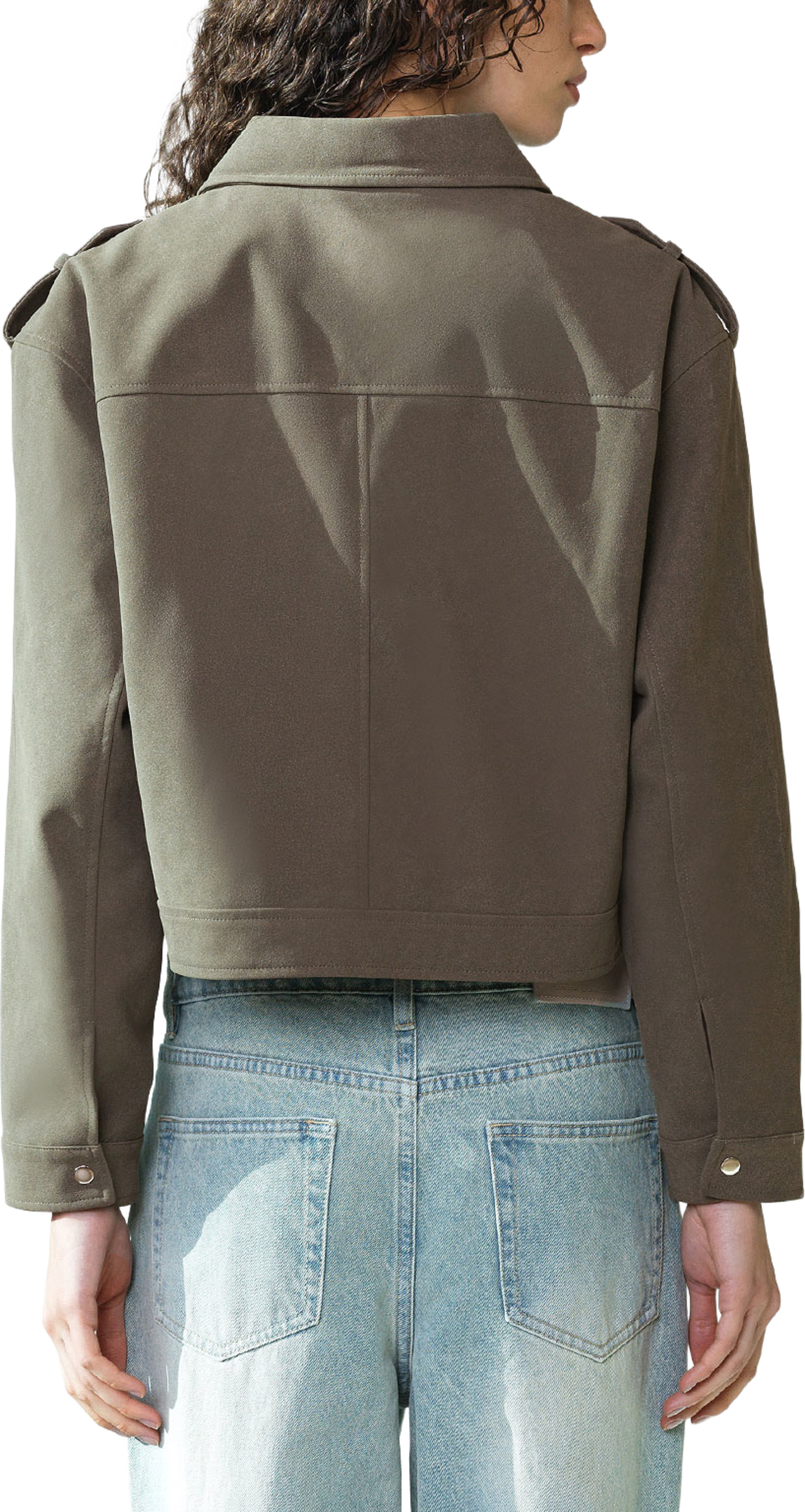 Larissa Faux Suede Bomber Jacket, från French Connection, i färgen Vintage Khaki. Klicka för att öppna bilden i stort format