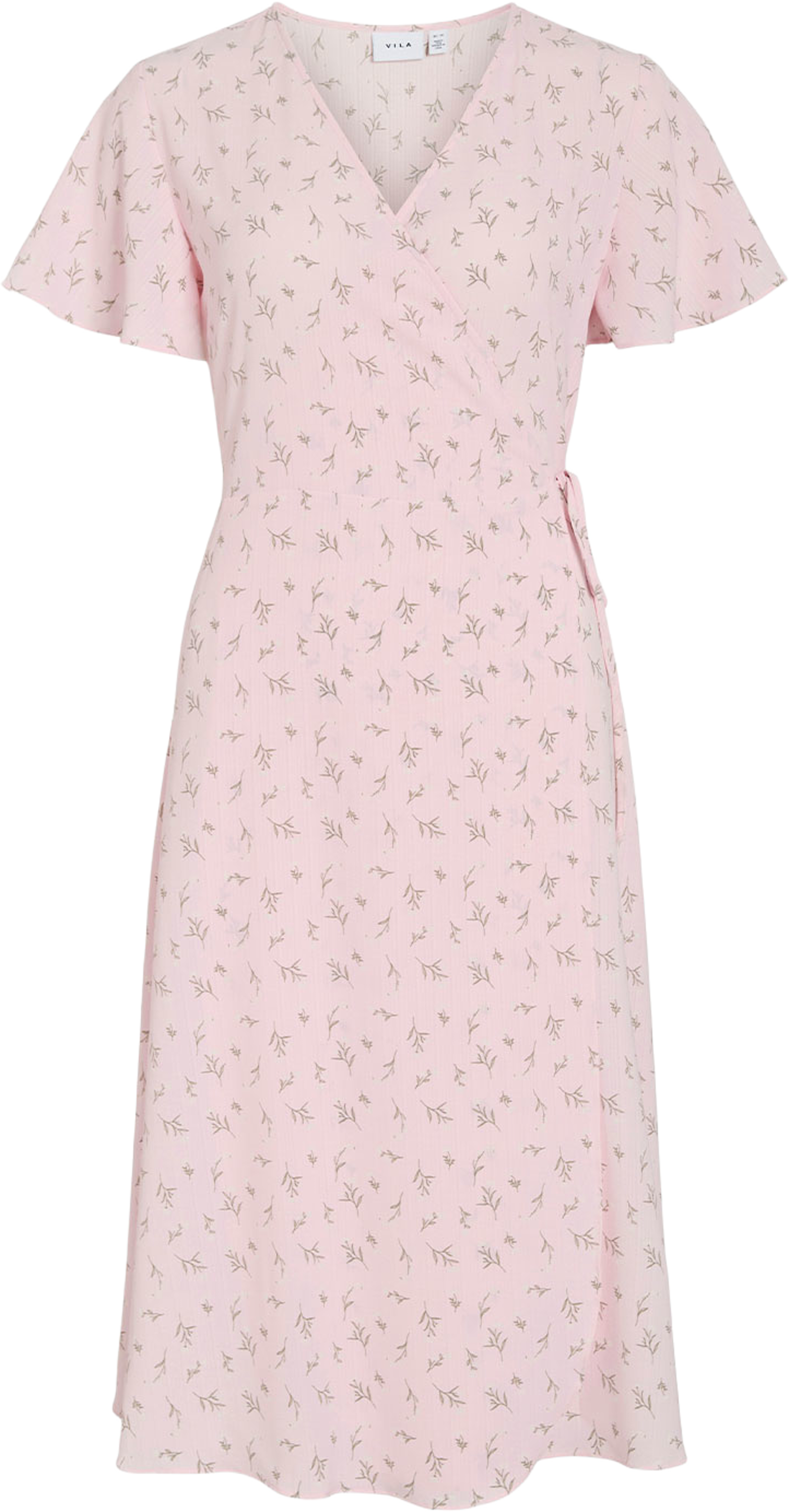Vilovie Wrap Midi Dress, från Vila, i färgen Cherry Blossom Flower. Klicka för att öppna bilden i stort format