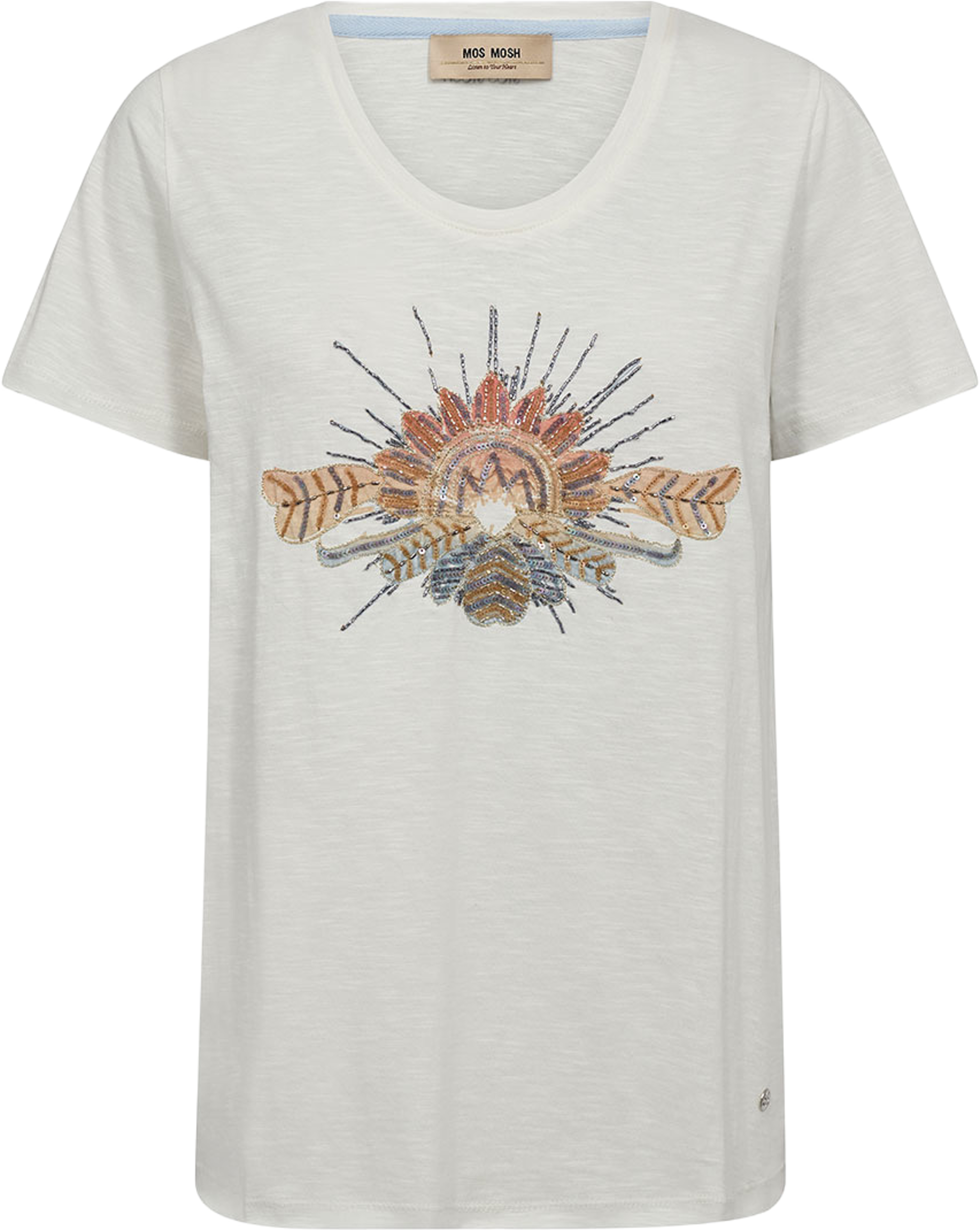 Tonia O-SS Glam Tee, från Mos Mosh, i färgen Ecru. Klicka för att öppna bilden i stort format