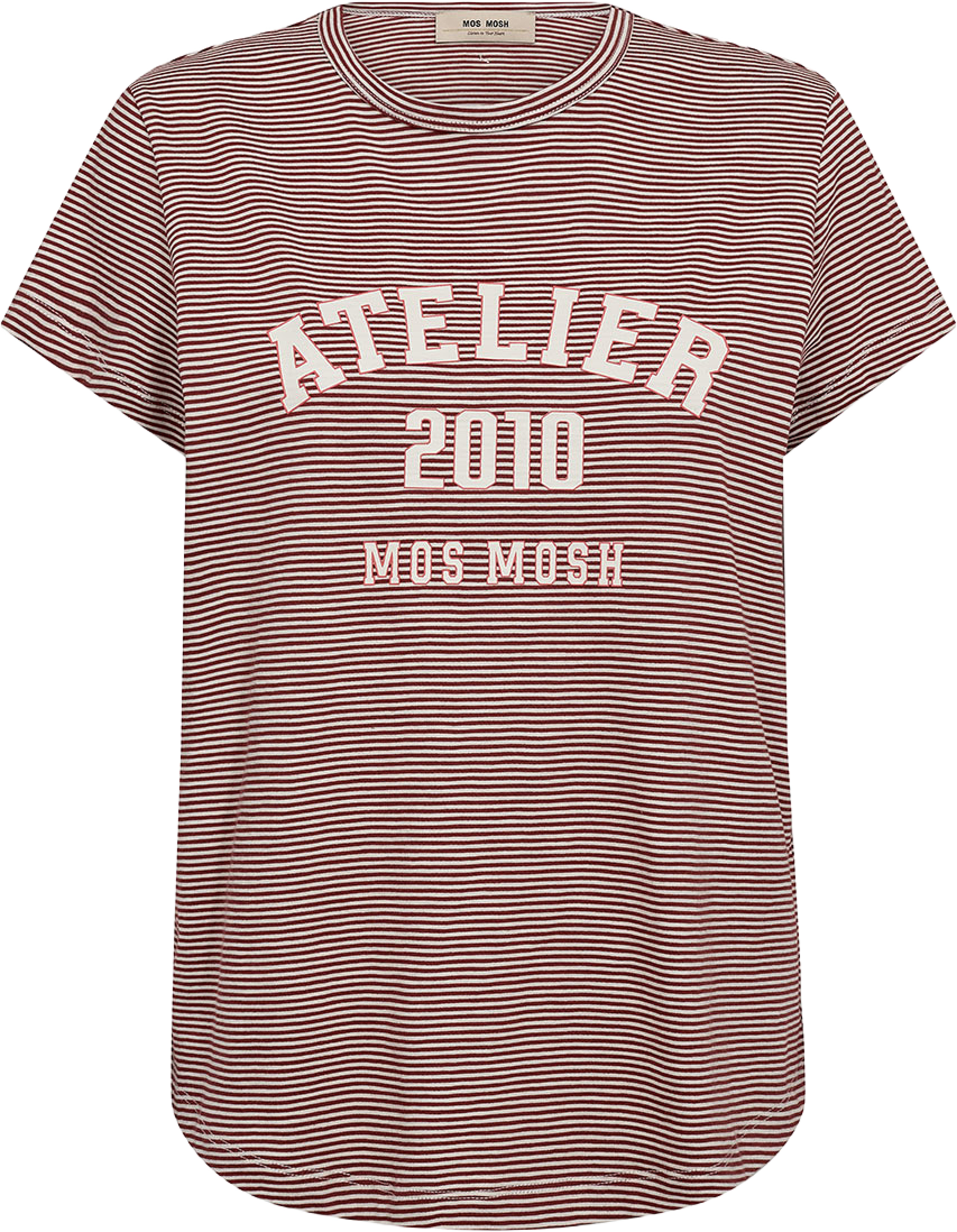 Camp O-SS Stripe Tee, från Mos Mosh, i färgen Cowhide. Klicka för att öppna bilden i stort format