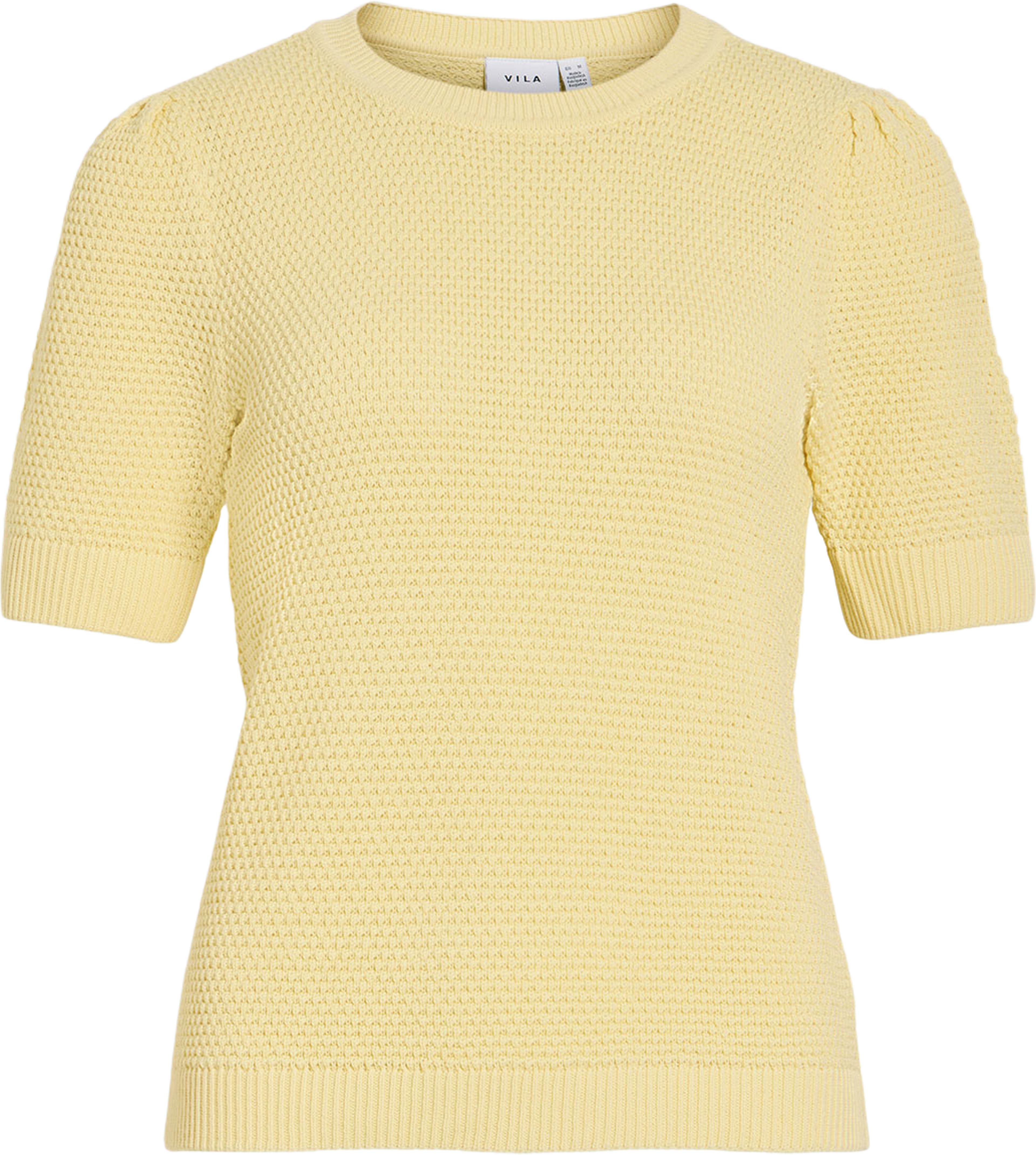 Vidalo Knit Top, från Vila, i färgen Pastel Yellow. Klicka för att öppna bilden i stort format