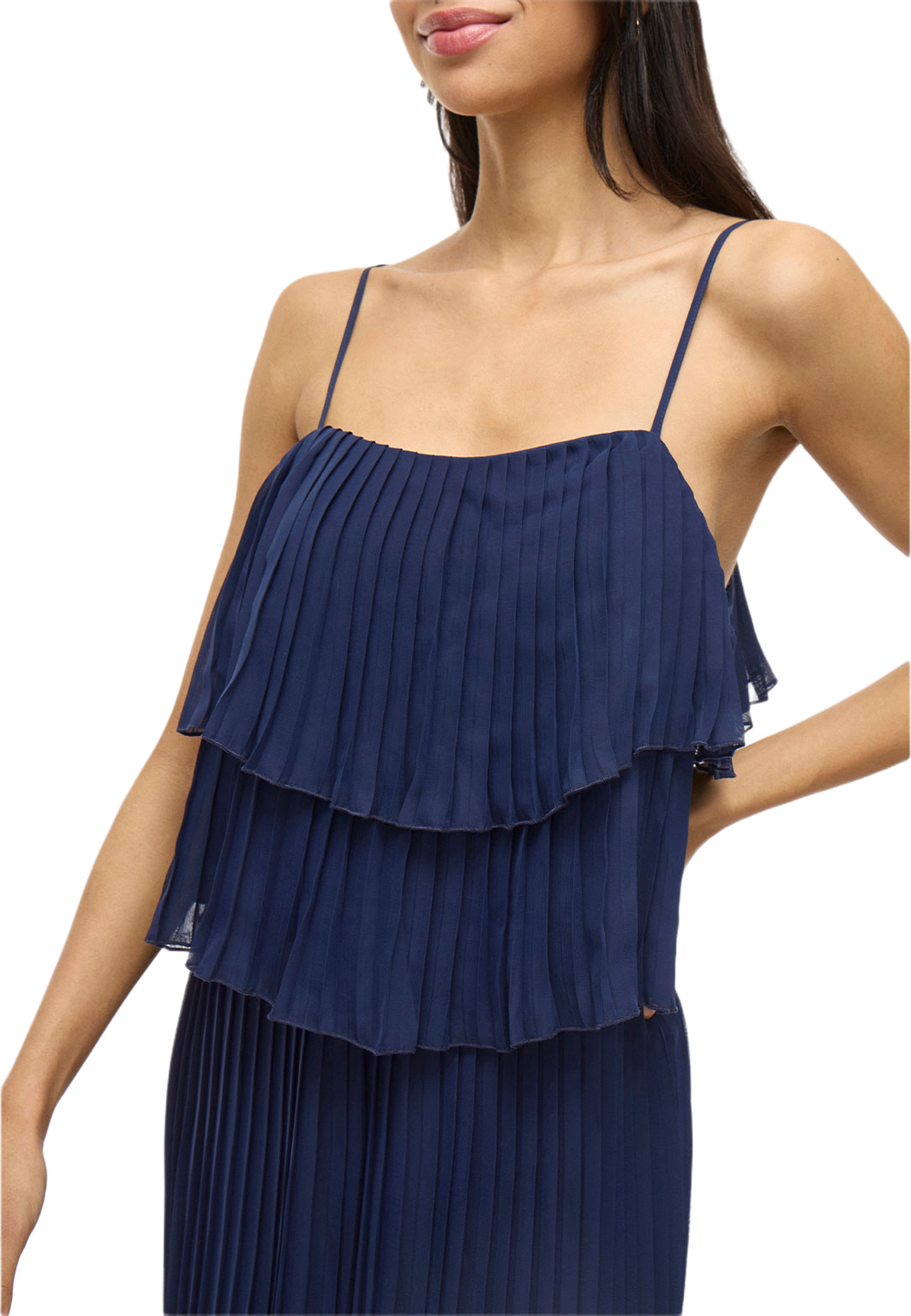 Vichiffan Single Pleat Dress, från Vila, i färgen Navy Blazer. Klicka för att öppna bilden i stort format