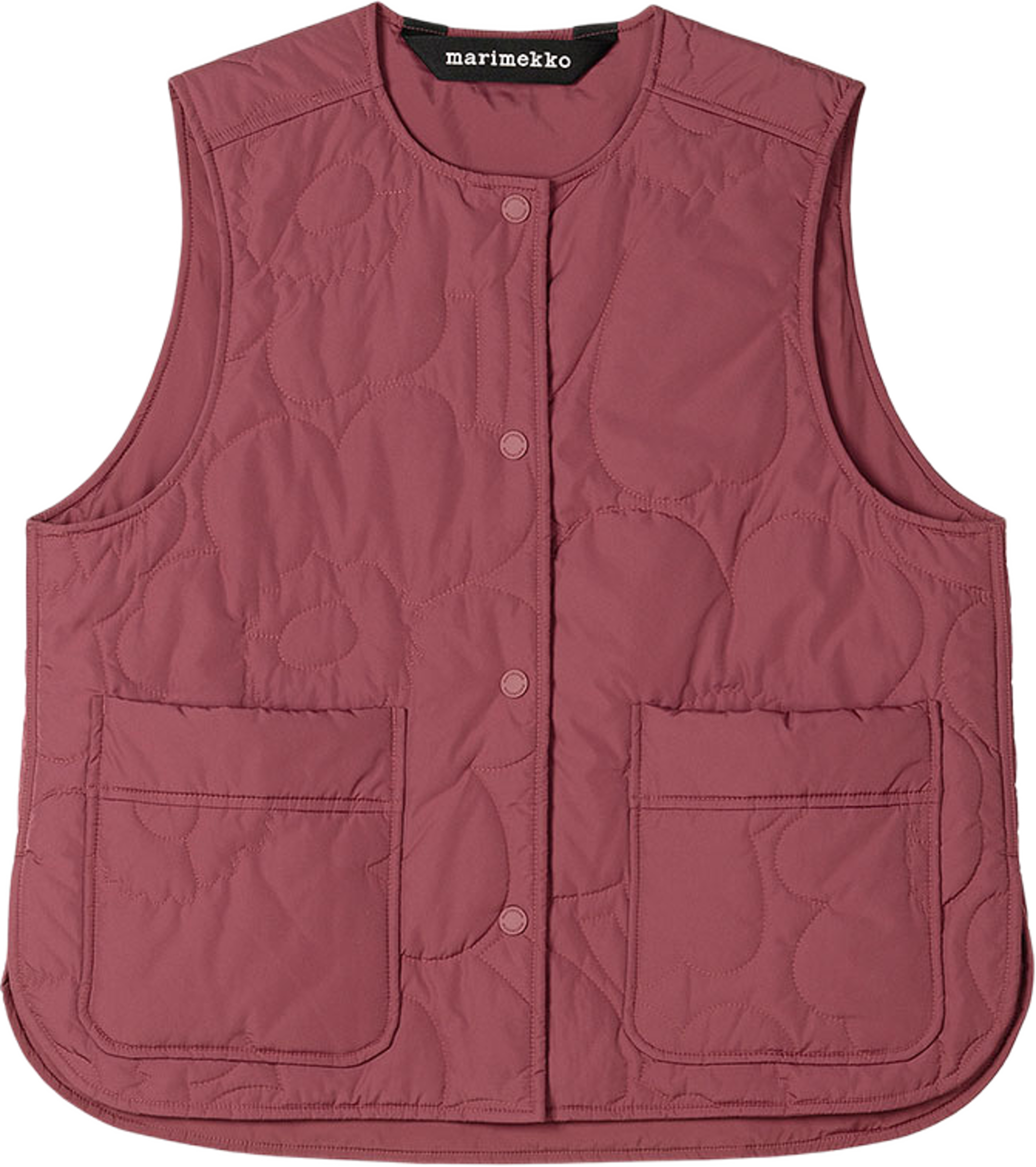 Kaiverrus Piirto Unikko Padded Vest, från Marimekko, i färgen Dark Rose, Dark Rose. Klicka för att öppna bilden i stort format