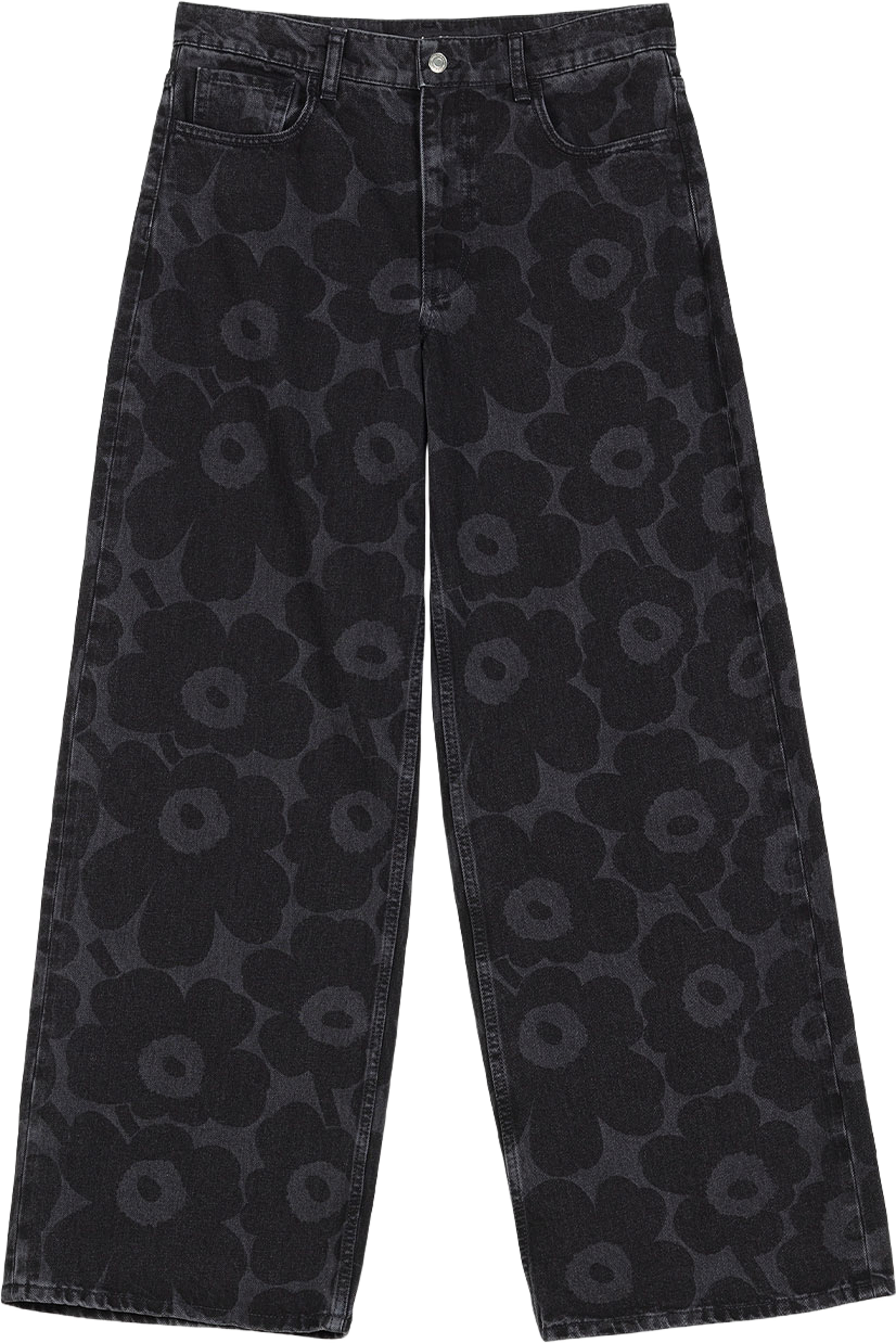 Maridenim Loose Unikko Jeans, från Marimekko, i färgen Washed Black. Klicka för att öppna bilden i stort format
