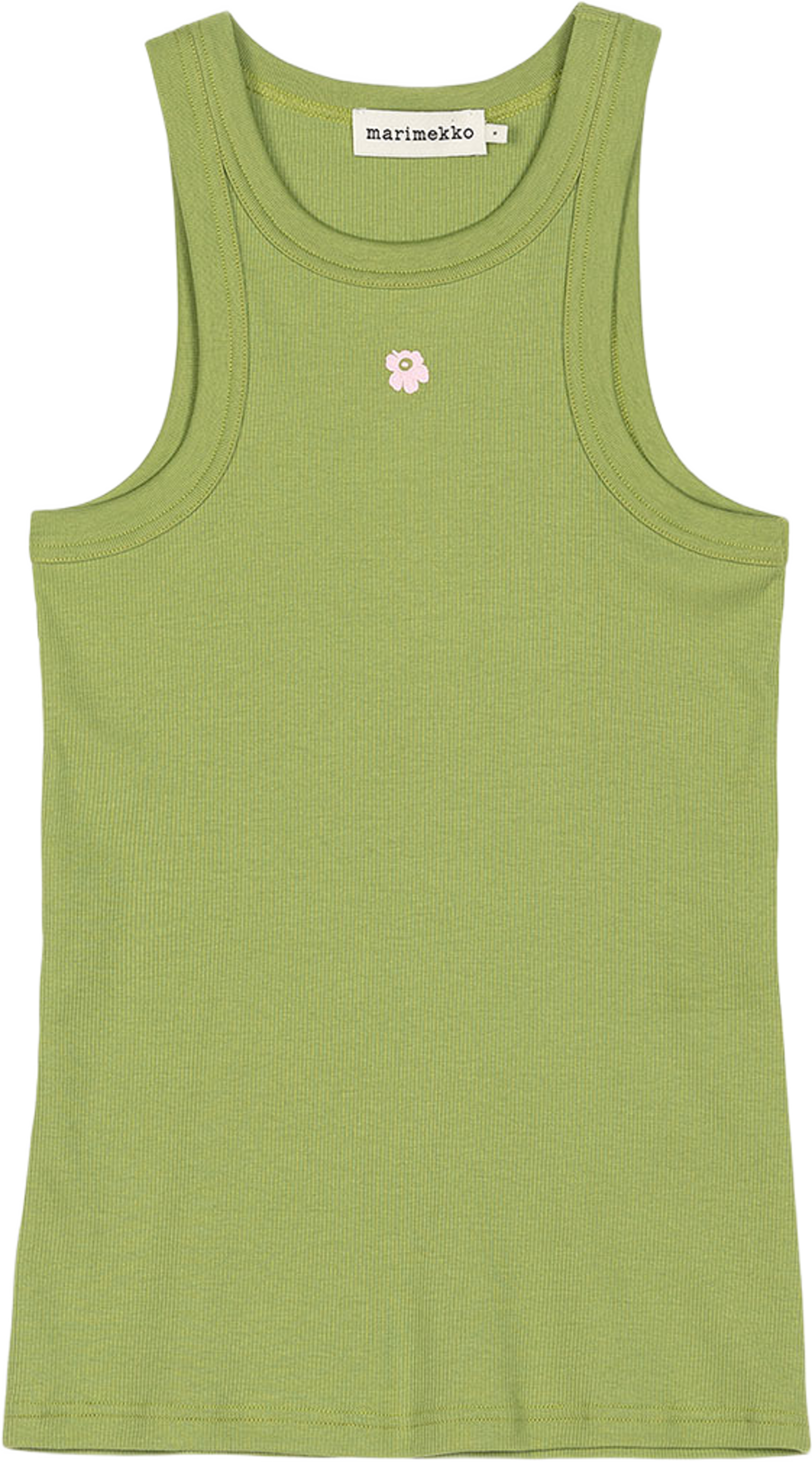 Kupla Unikko Placement Top, från Marimekko, i färgen Green, Light Pink. Klicka för att öppna bilden i stort format