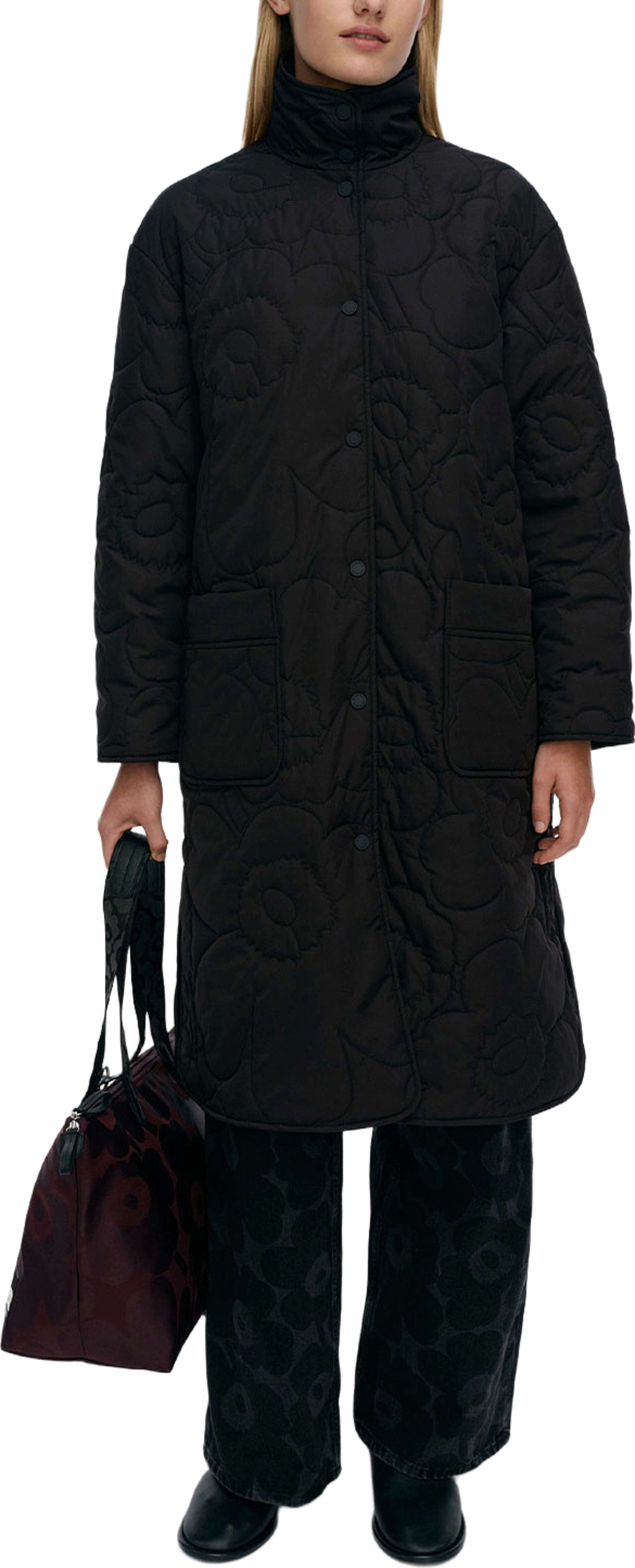 Kolppi Piirto Unikko Padded Jacket, från Marimekko, i färgen Black, Black. Klicka för att öppna bilden i stort format