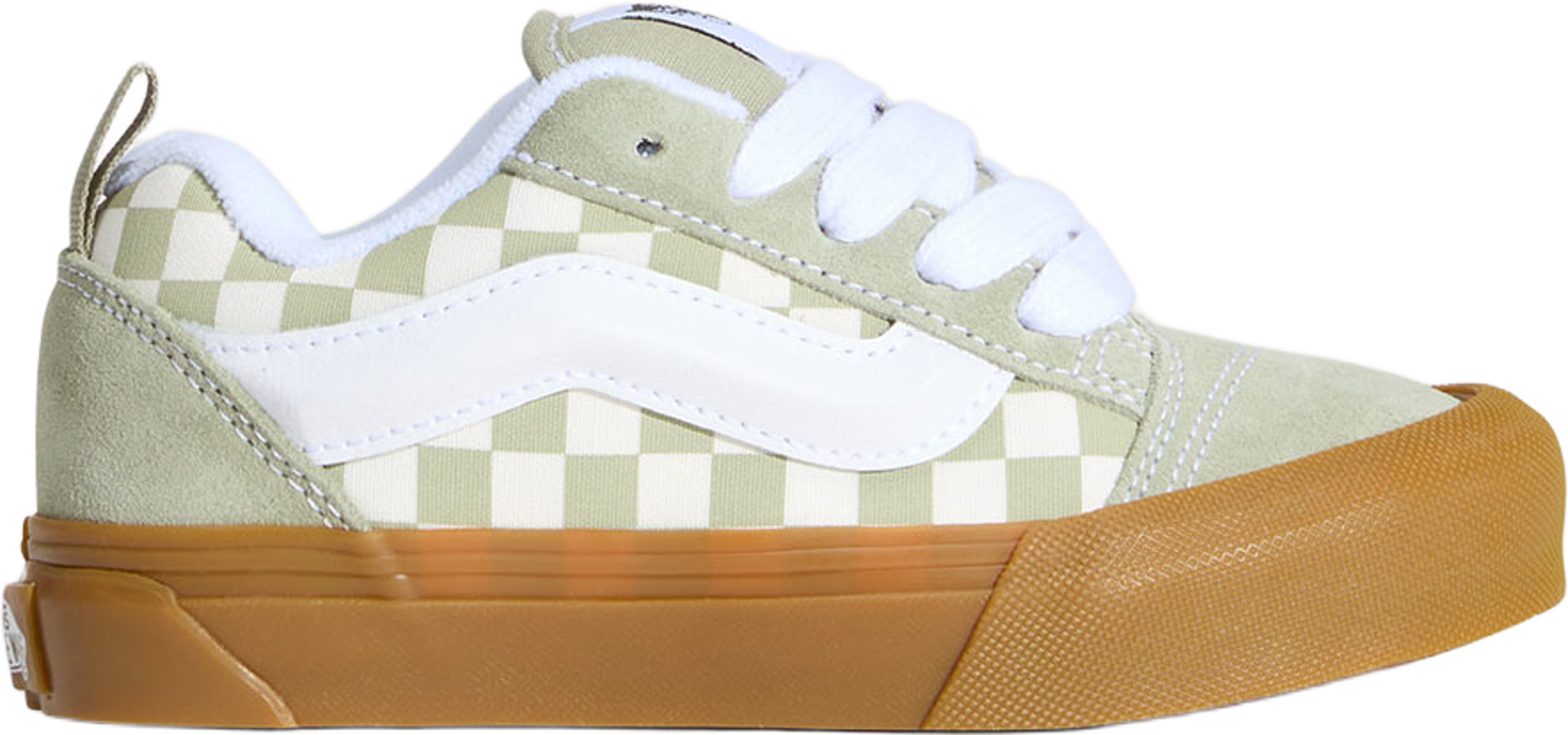 Knu Skool, från Vans, i färgen Soft Sage, Gum. Klicka för att öppna bilden i stort format
