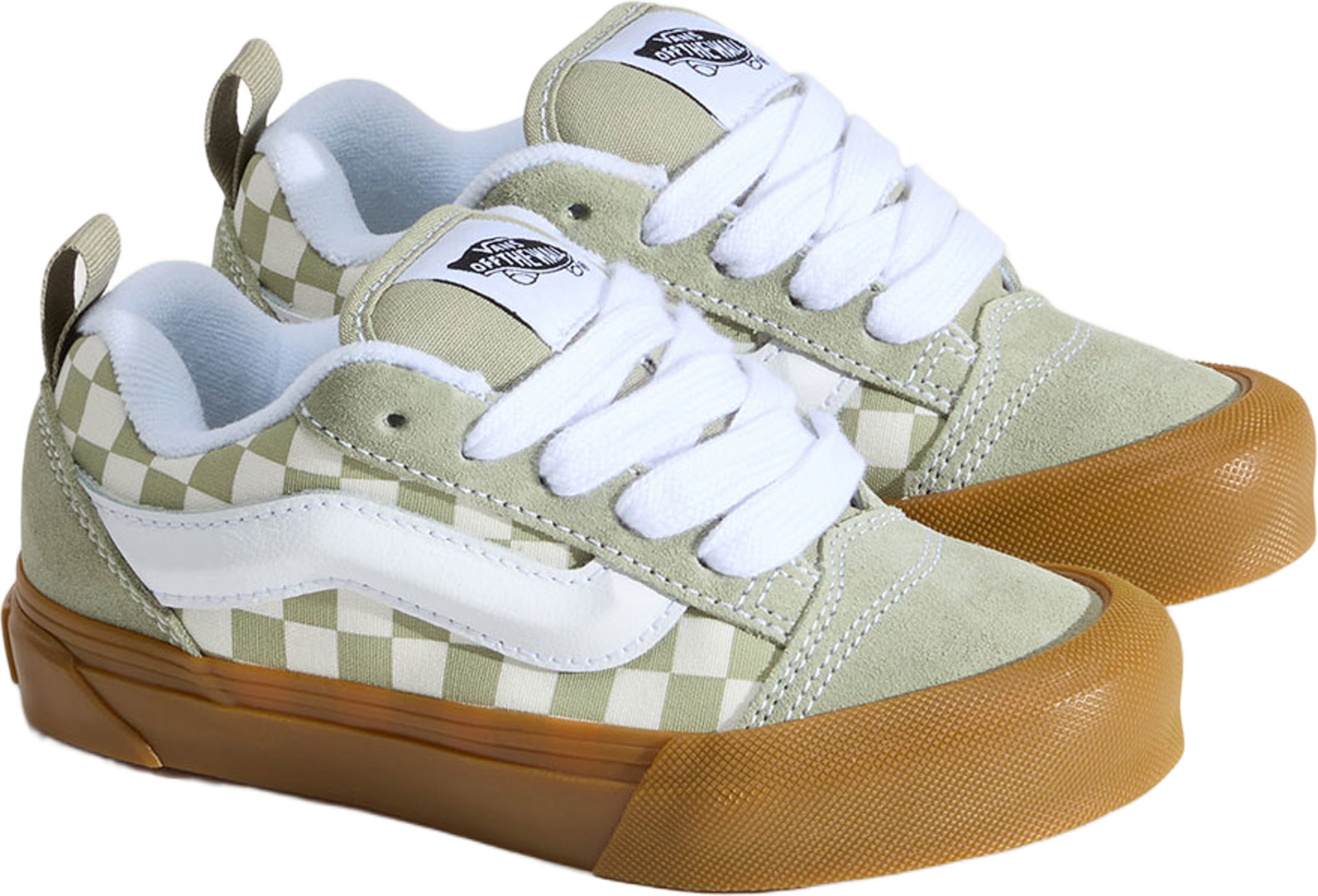 Knu Skool, från Vans, i färgen Soft Sage, Gum. Klicka för att öppna bilden i stort format