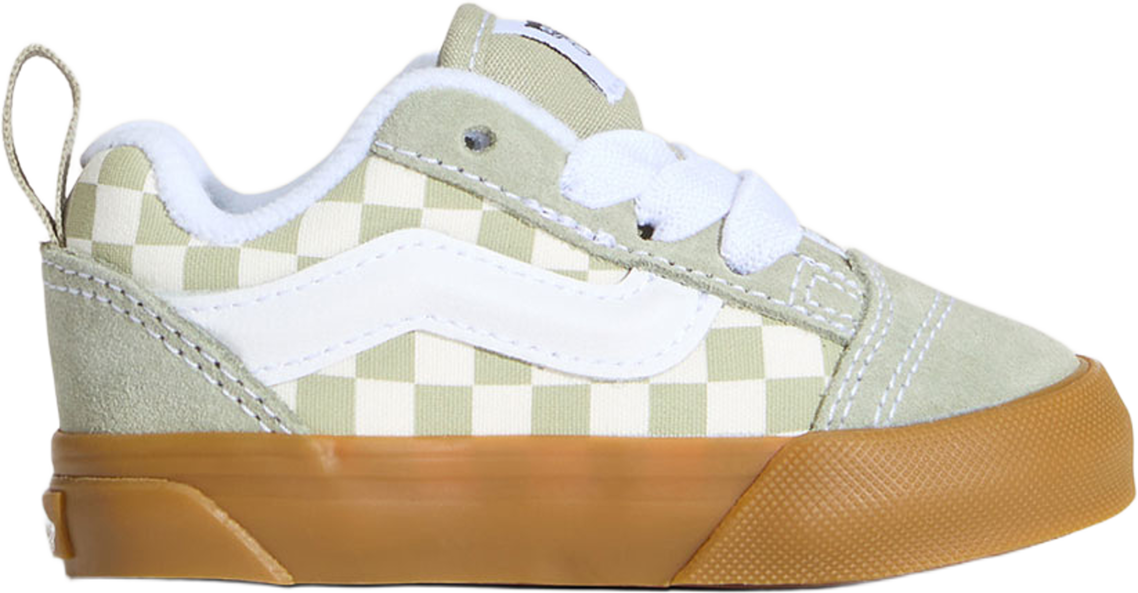 Knu Skool, från Vans, i färgen Soft Sage, Gum. Klicka för att öppna bilden i stort format