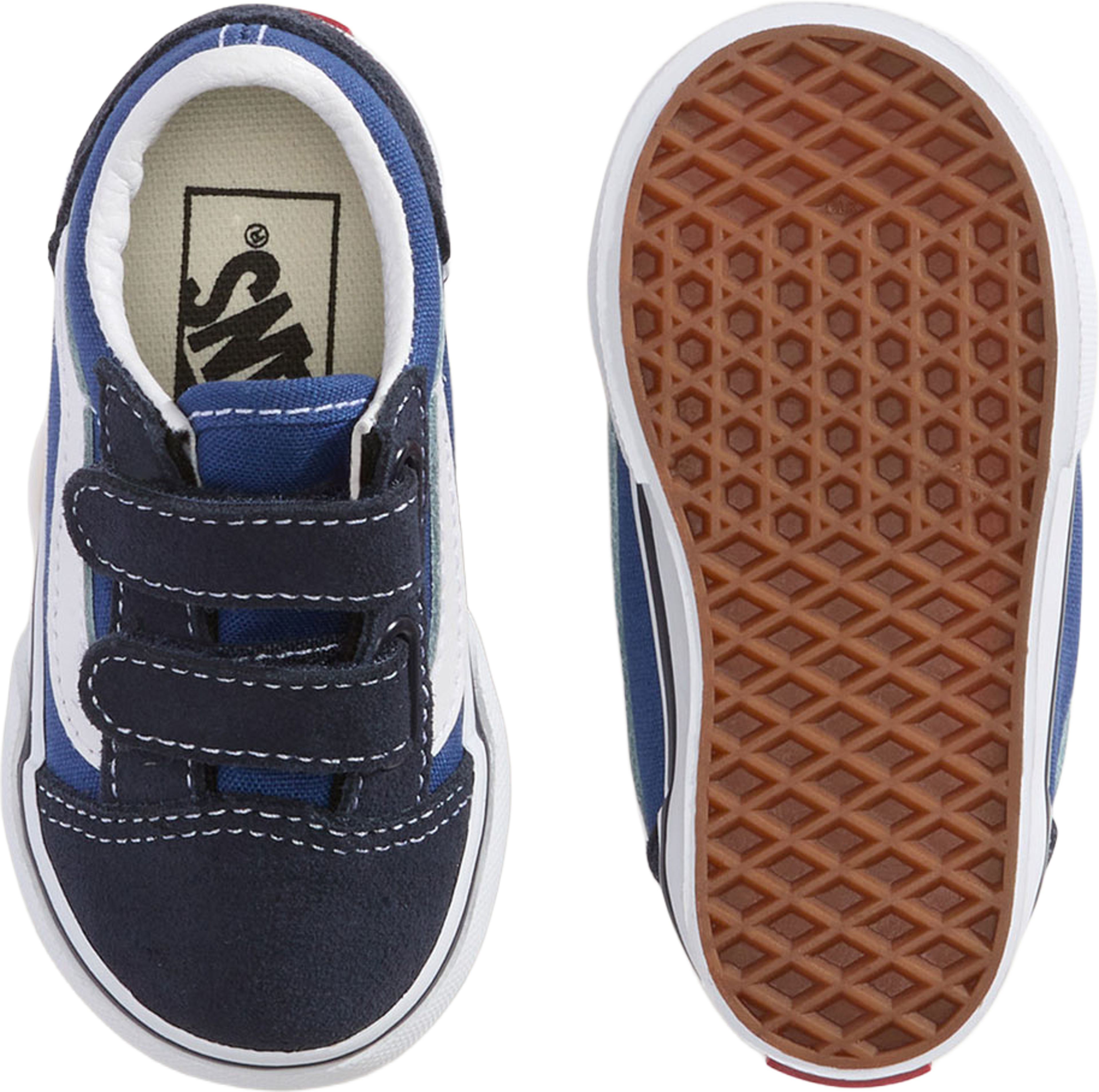 Old Skool V, från Vans, i färgen Navy/True White. Klicka för att öppna bilden i stort format