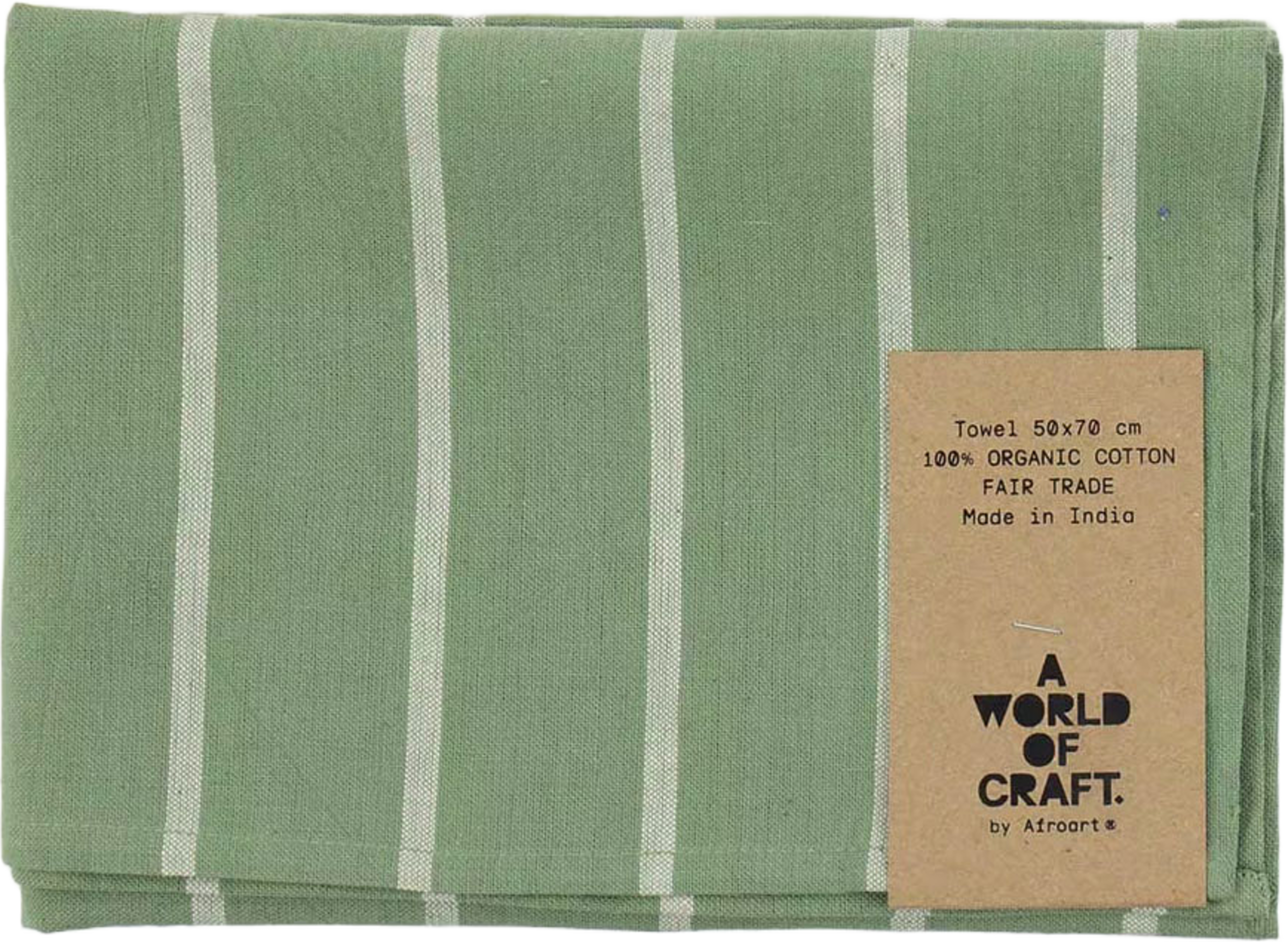 Eco Widestripe Green Handduk, Grön/Offwhite, från A World of Craft, i färgen Grön/Offwhite. Klicka för att öppna bilden i stort format