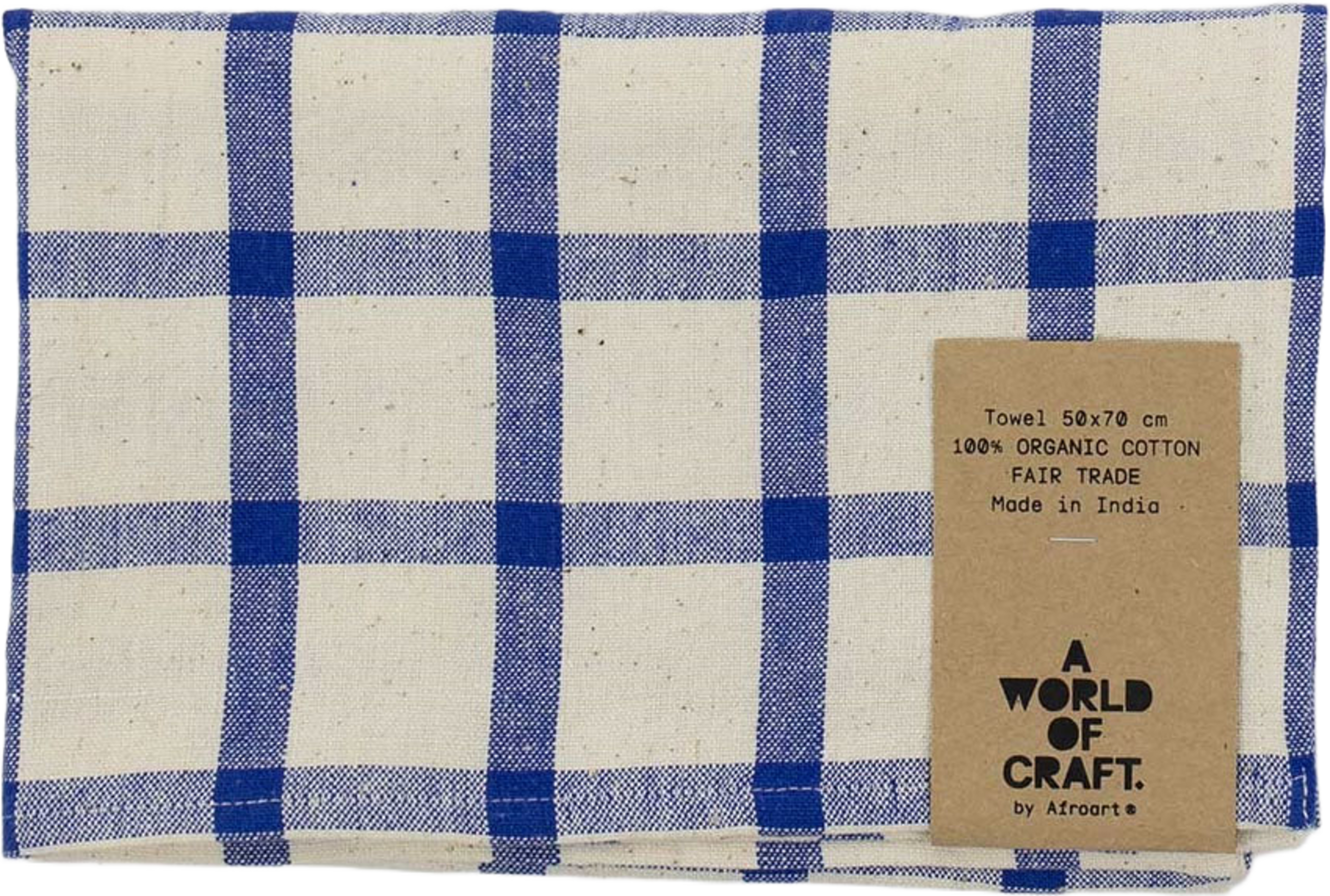 Eco Kitcken Check Blue Handduk, Offwhite/Blå, från A World of Craft, i färgen Offwhite/Blå. Klicka för att öppna bilden i stort format