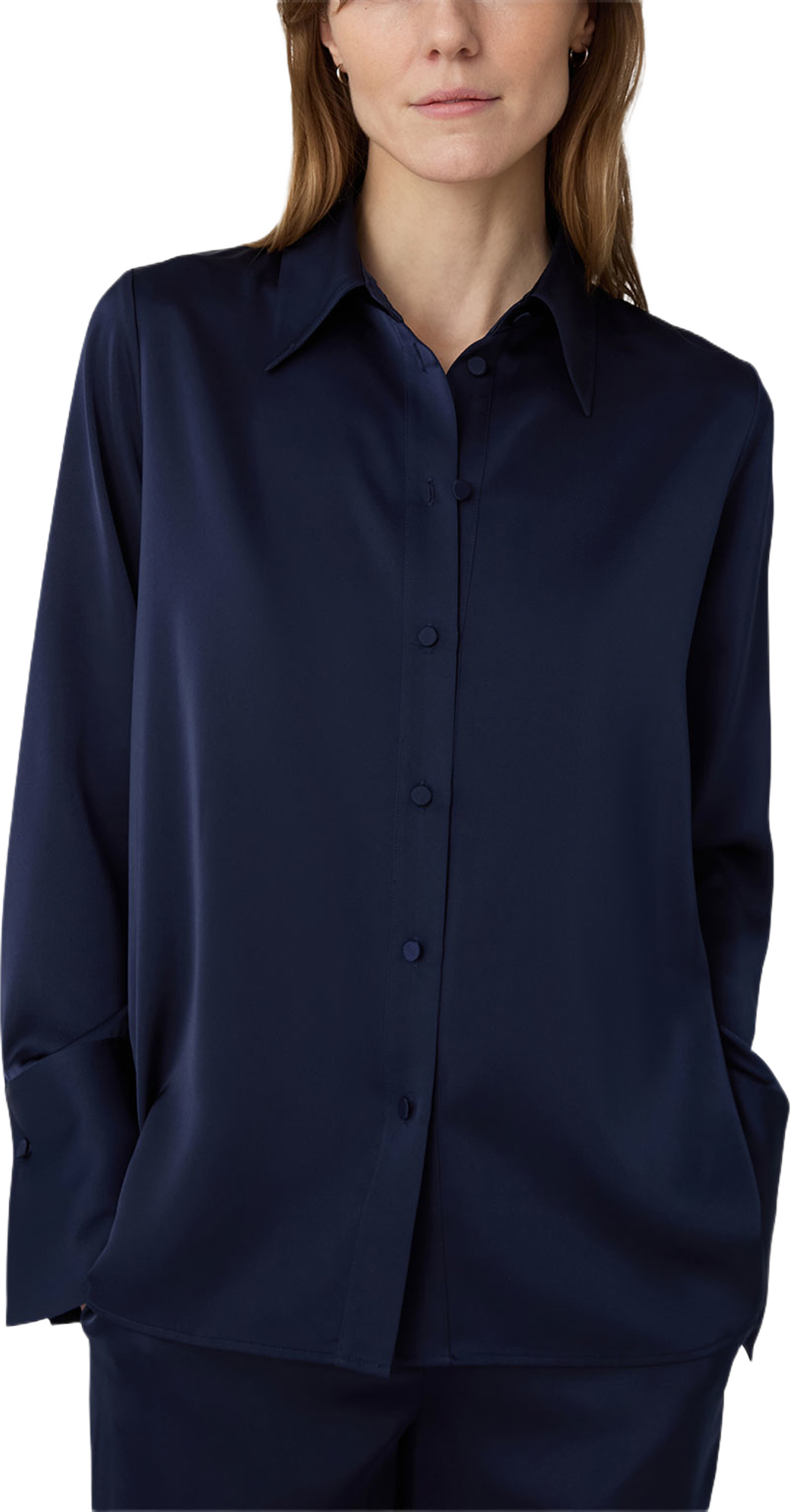 The Leoni Satin Skirt, från Marville Road, i färgen Midnight Blue. Klicka för att öppna bilden i stort format