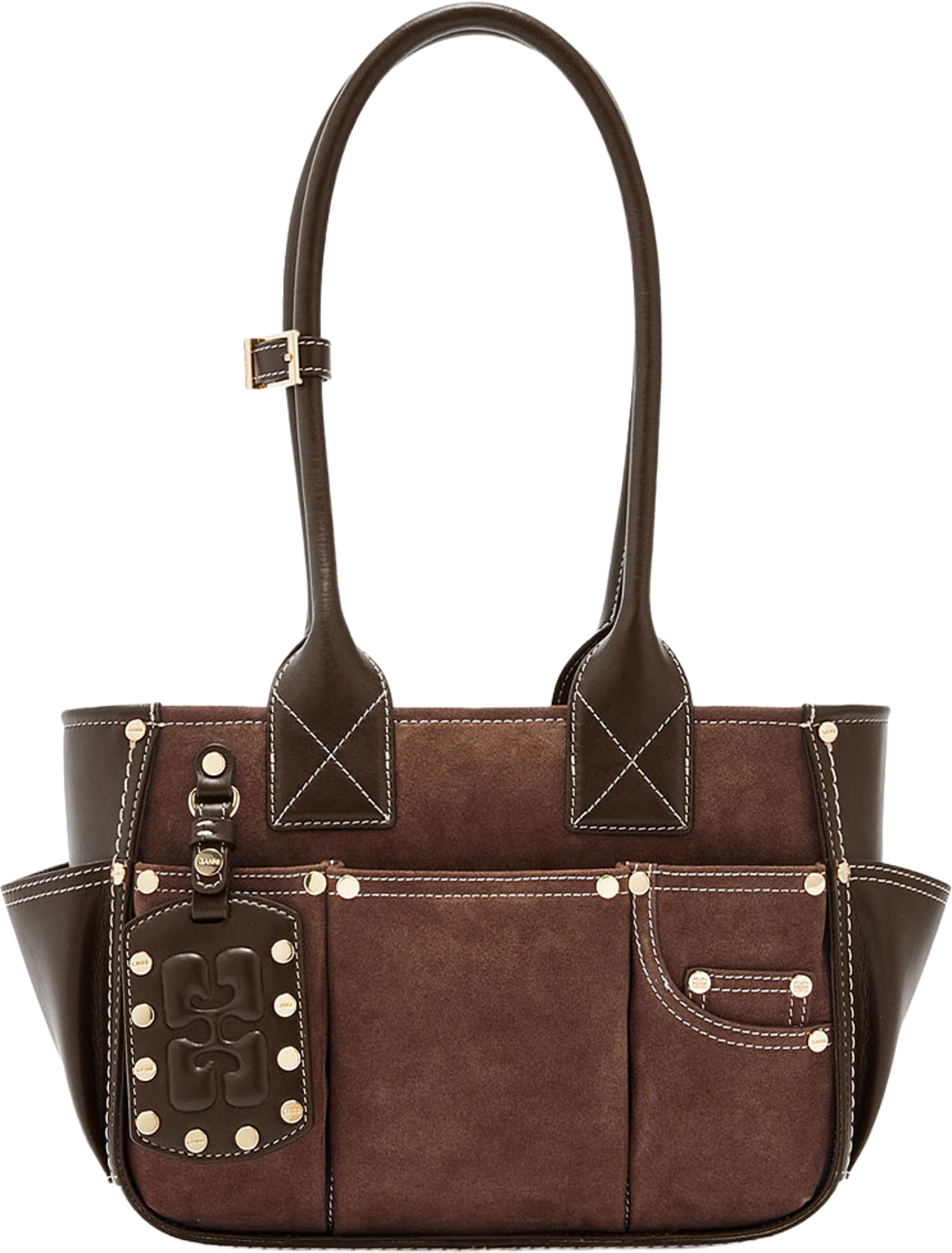 Posy Small Recycled Suede, från GANNI, i färgen Chicory Coffee. Klicka för att öppna bilden i stort format