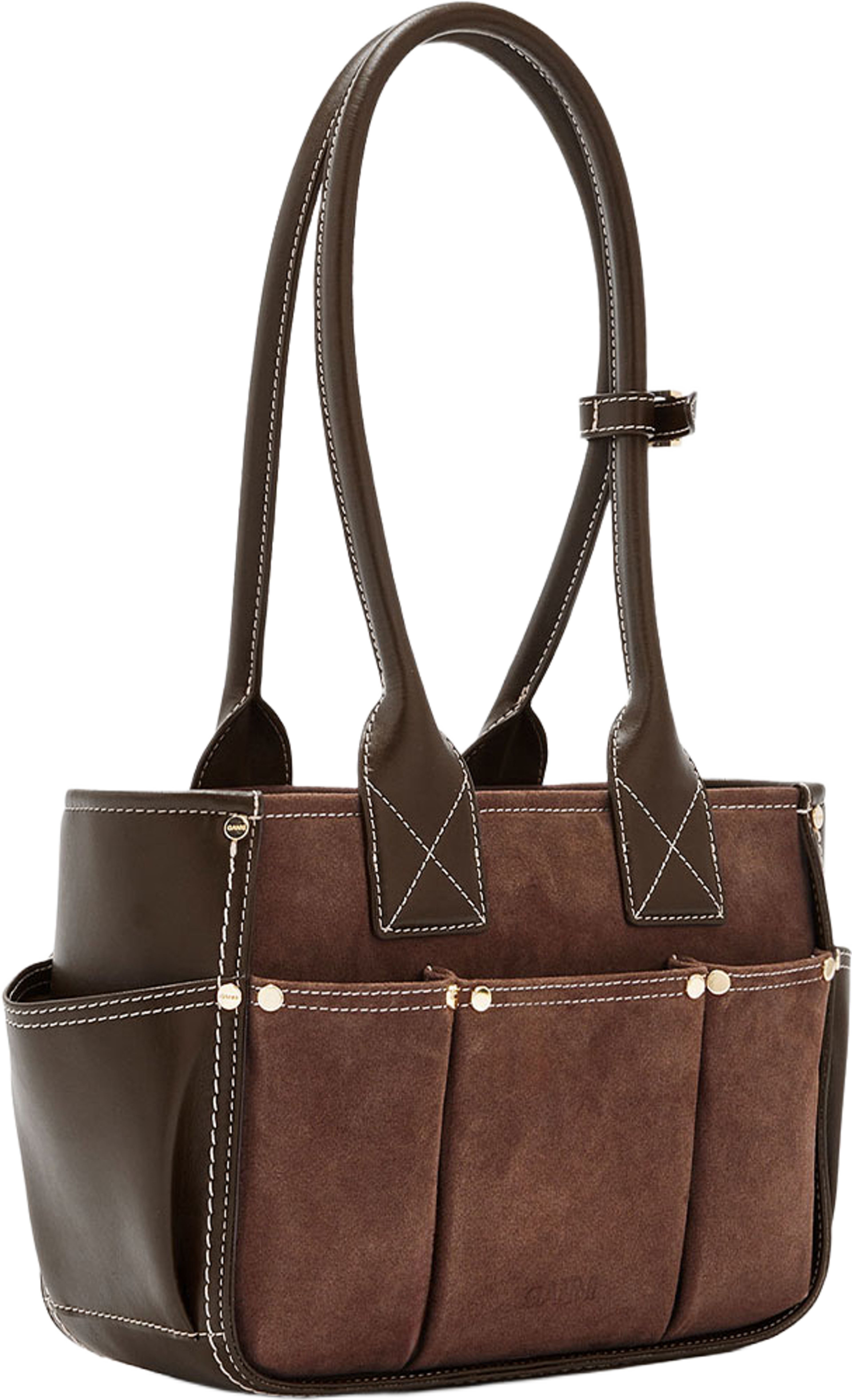 Posy Small Recycled Suede, från GANNI, i färgen Chicory Coffee. Klicka för att öppna bilden i stort format