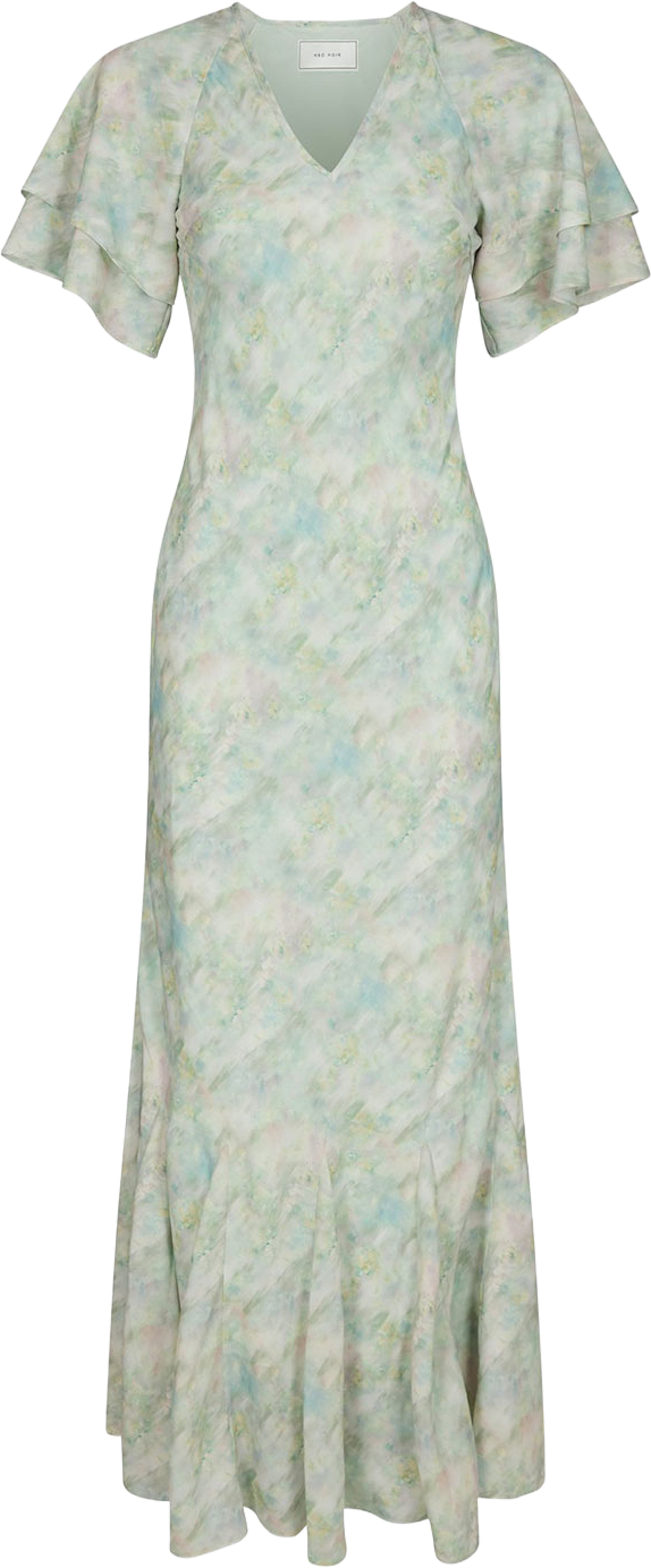 Celesse Print Chiffon Dress, från Neo Noir, i färgen Light Green. Klicka för att öppna bilden i stort format