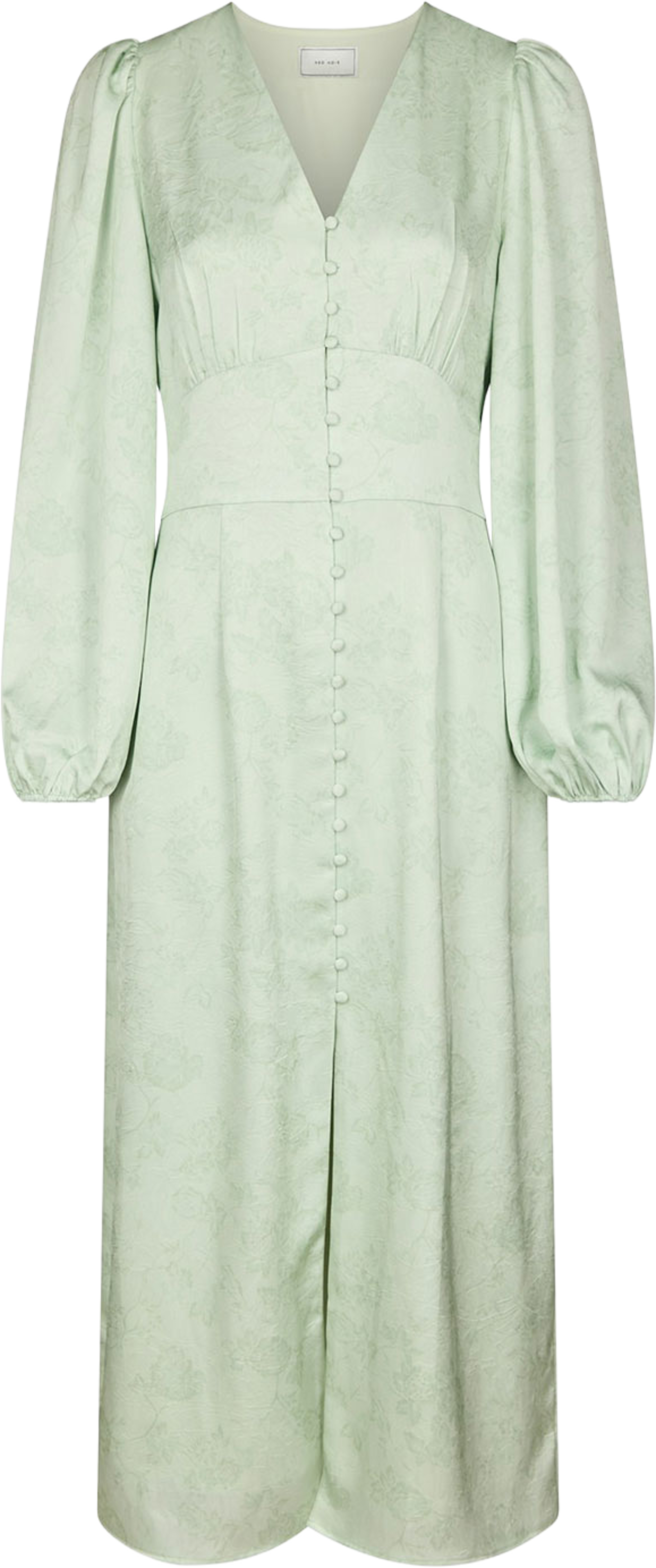 Alto Pattern Sateen Dress, från Neo Noir, i färgen Light Green. Klicka för att öppna bilden i stort format