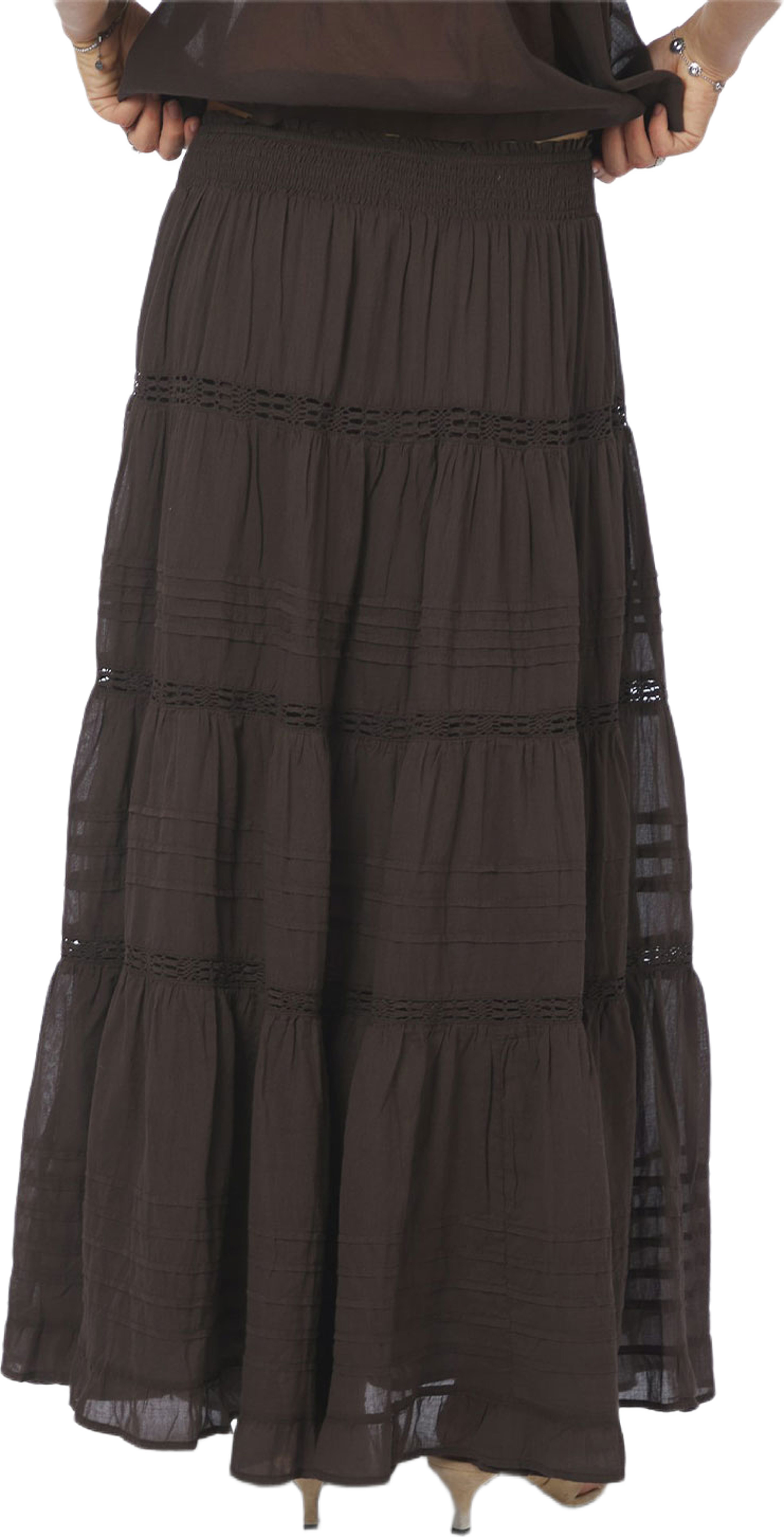 Felicia S Voile Skirt, från Neo Noir, i färgen Dark Brown. Klicka för att öppna bilden i stort format