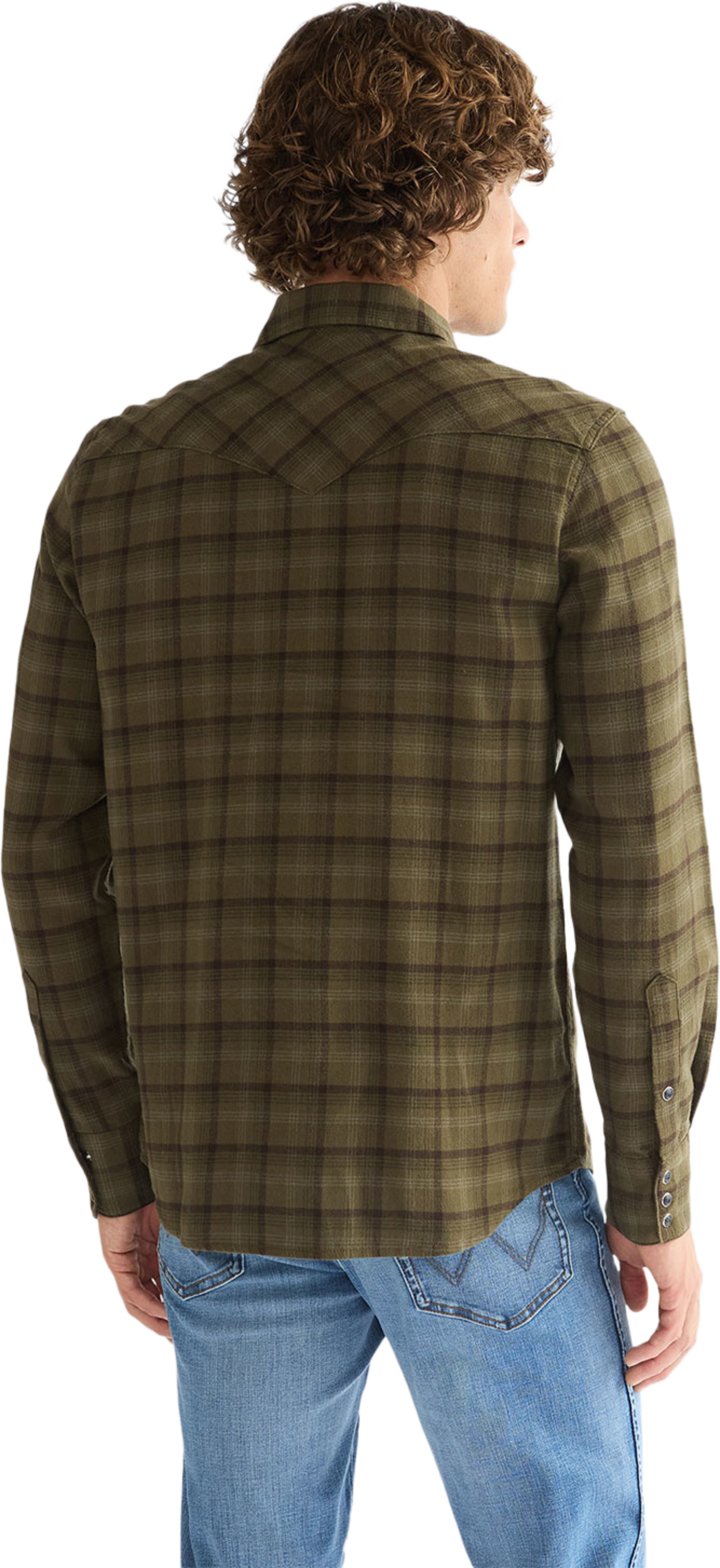 Western Shirt, från Wrangler, i färgen Olive Night. Klicka för att öppna bilden i stort format